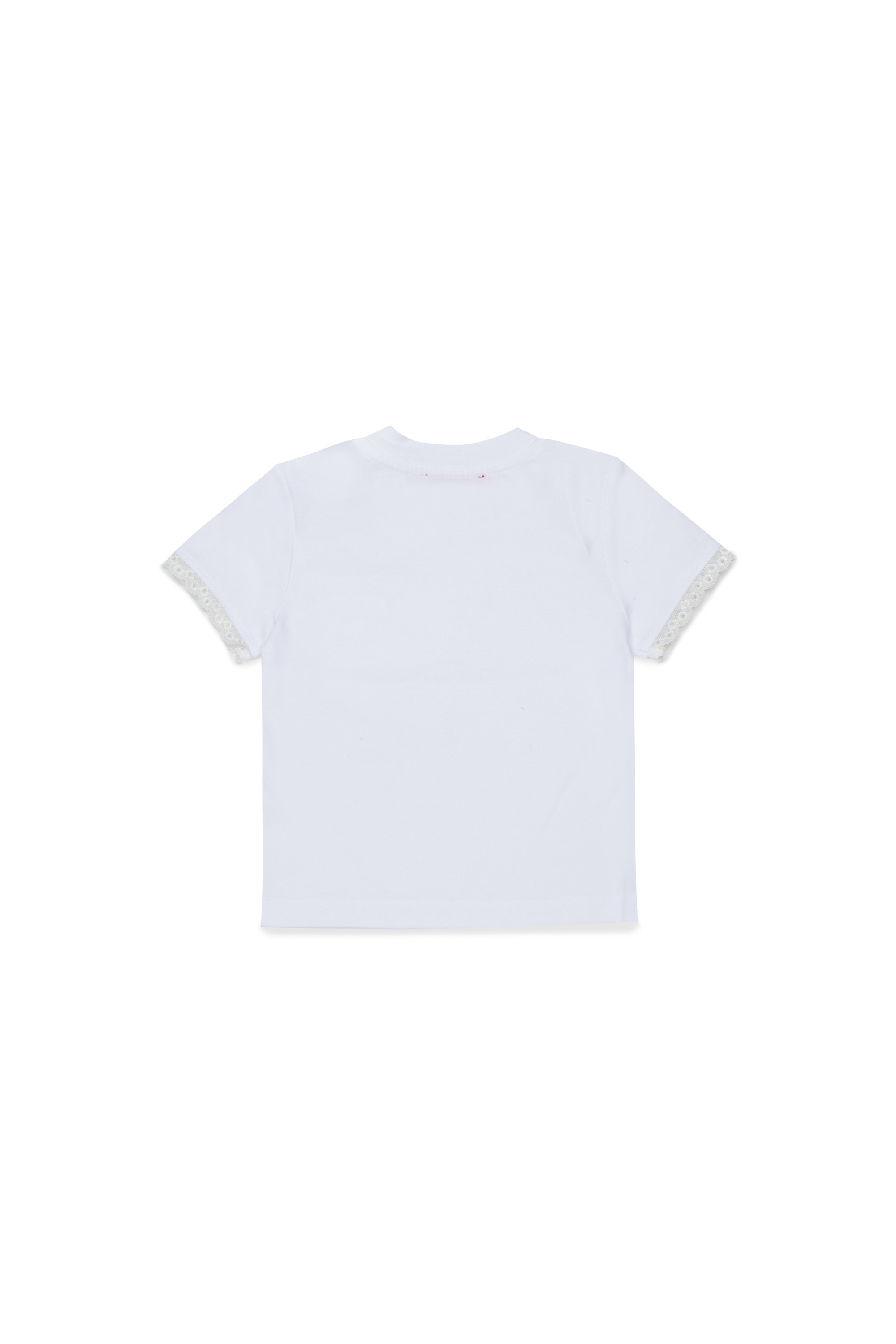 Diesel - TROSEZB, Woman's Lace-trimmed T-shirt with rose print in White - 2