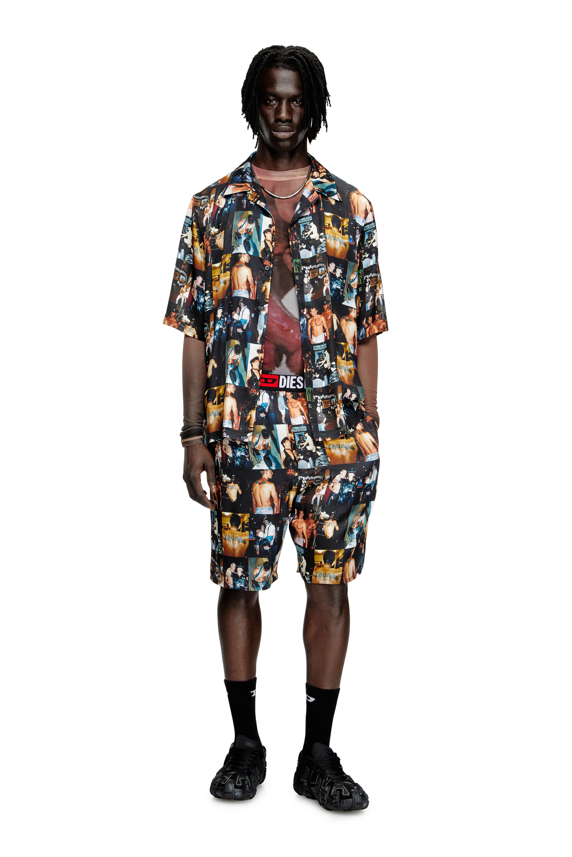 Diesel - PR-P-TOLL-SHOR-TOM25, Unisex's Bowling shirt with graphic prints in Black - 3