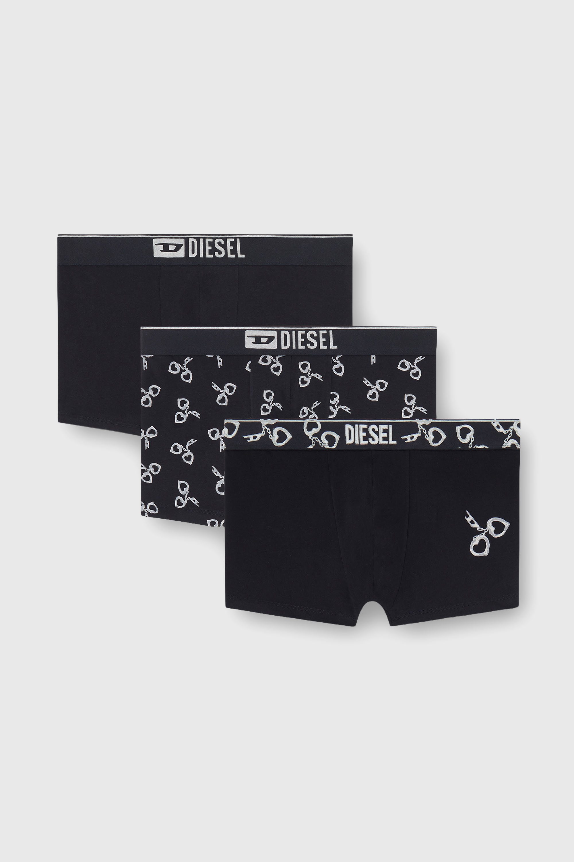 Diesel - DAMIEN-GFT-3PACK, Man's Three-pack boxer briefs with handcuff motif in Black - 2
