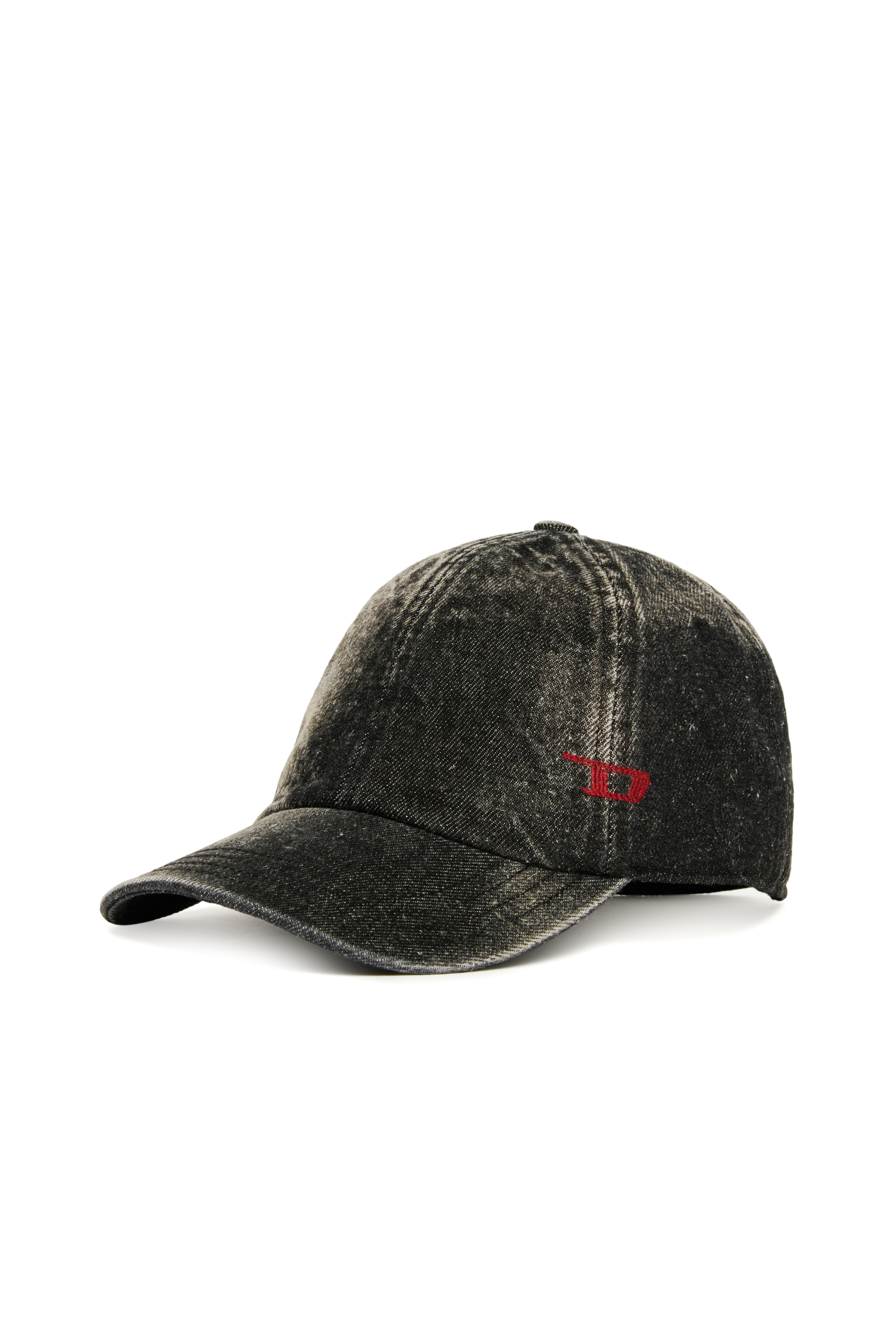 Diesel - FCLUPUS, Unisex's Faded denim baseball cap with D logo in Black - 1