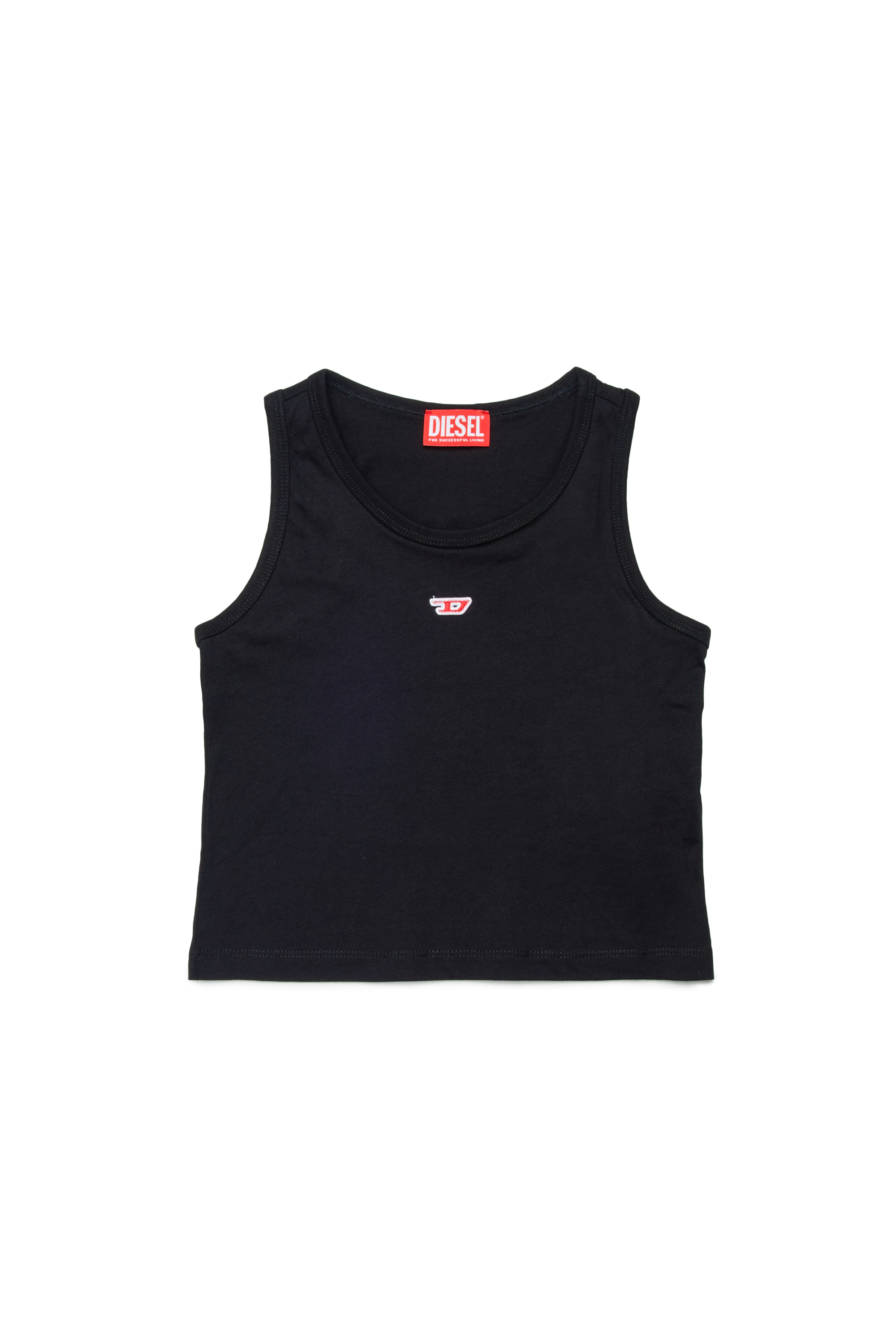 Diesel - TASPYRD, Woman's Tank top with D logo patch in Black - 1