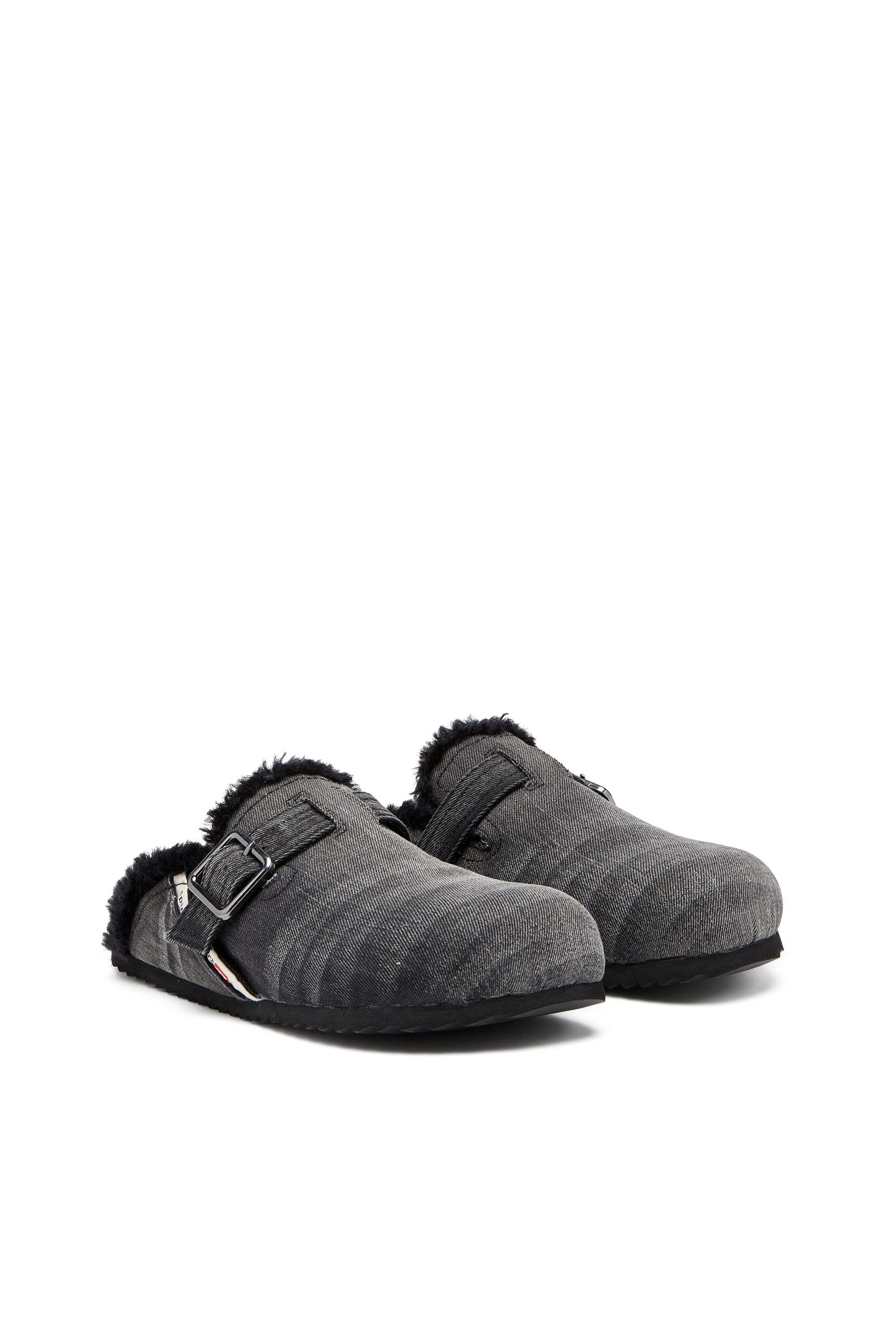 Diesel - D-WOODSTOCK X, Man's D-Woodstock-Denim mules with fluffy lining in Black - 2