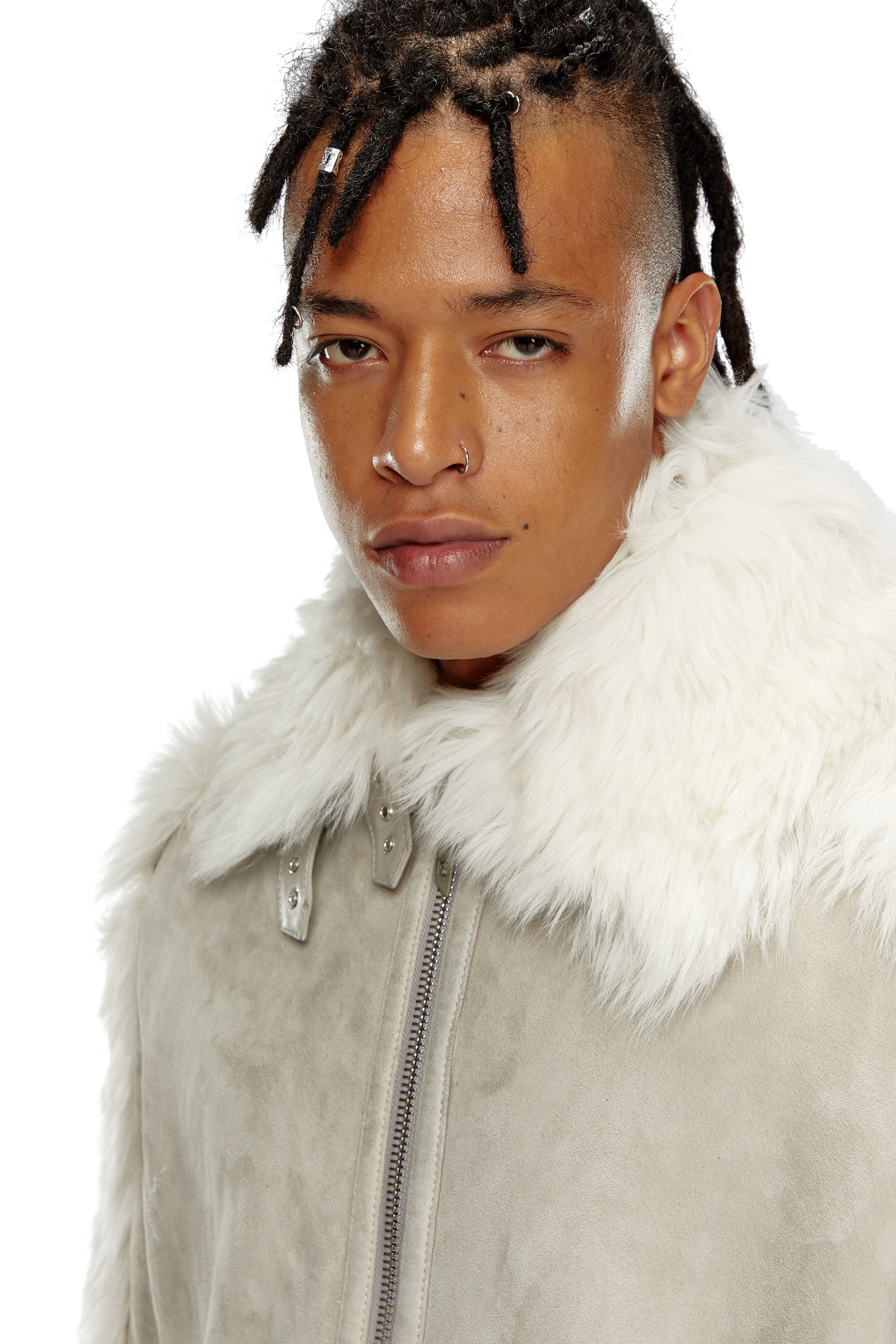 Diesel - L-OMER, Man's Shearling jacket in Grey - 5