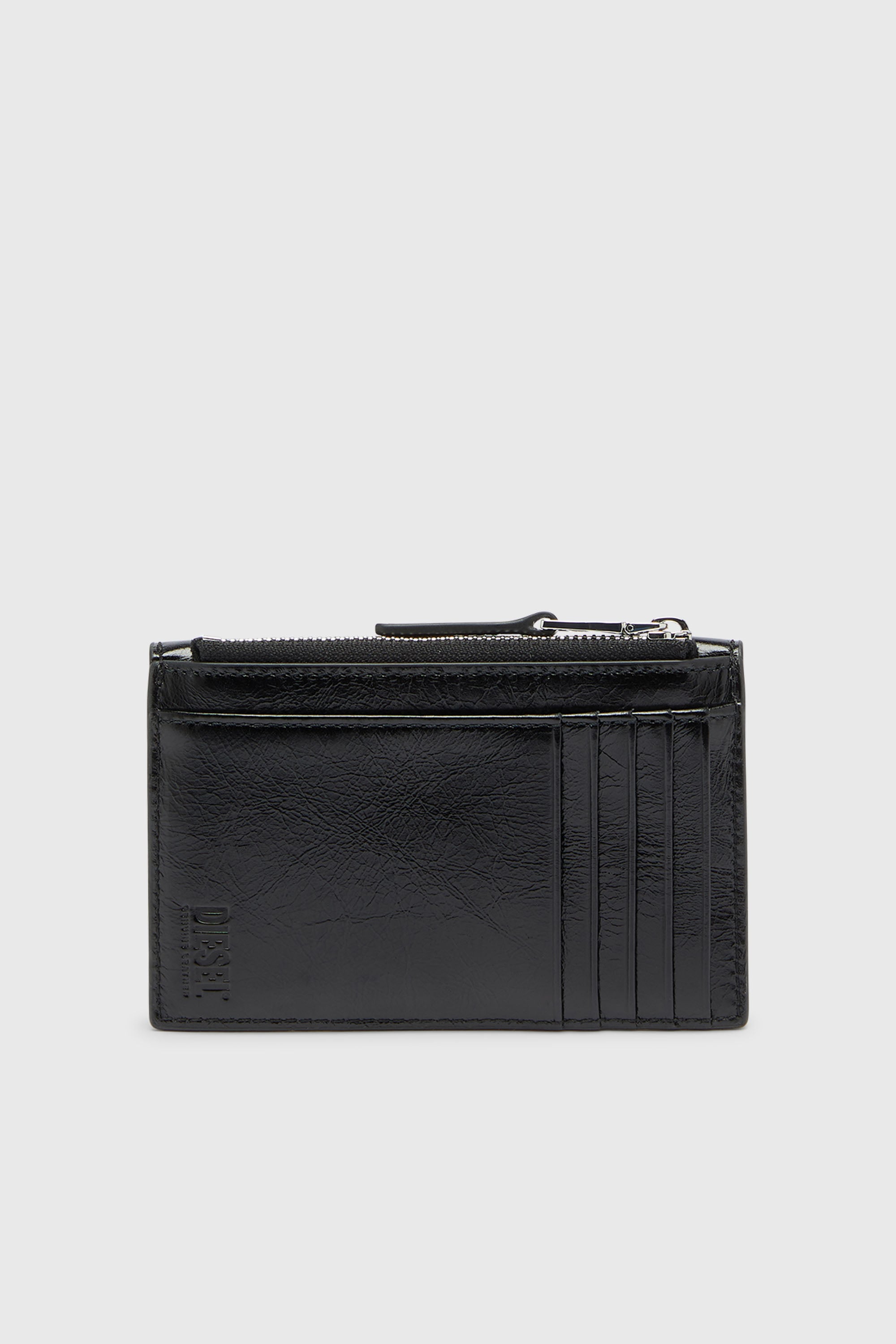 Diesel - D-ENVELOP CARD HOLDER, Woman's Envelope-style card holder in shiny wrinkled leather in Black - 2