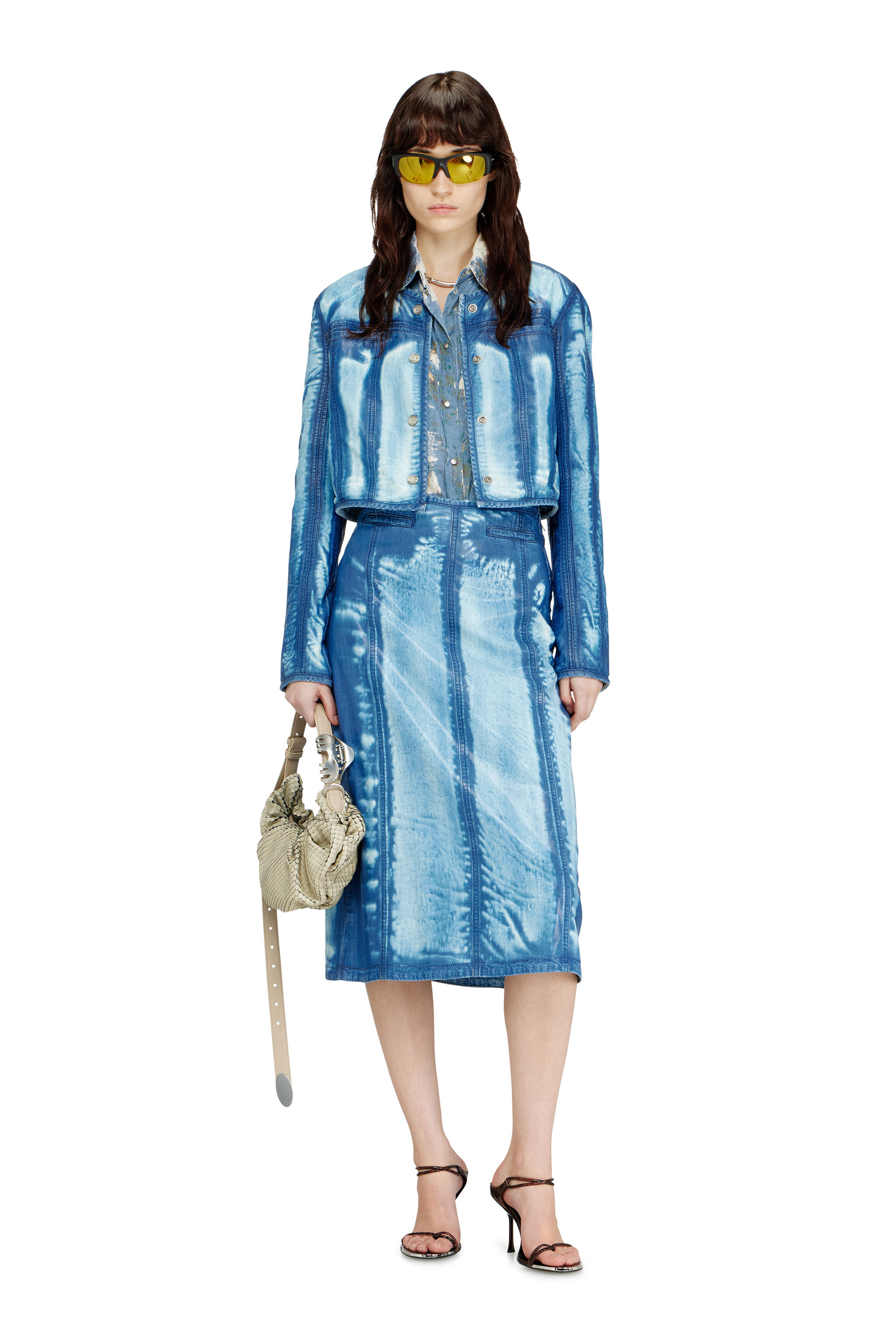 Diesel - DE-VEXRA-FSI, Woman's Midi skirt in X-Ray Lyocell denim in Medium blue - 2