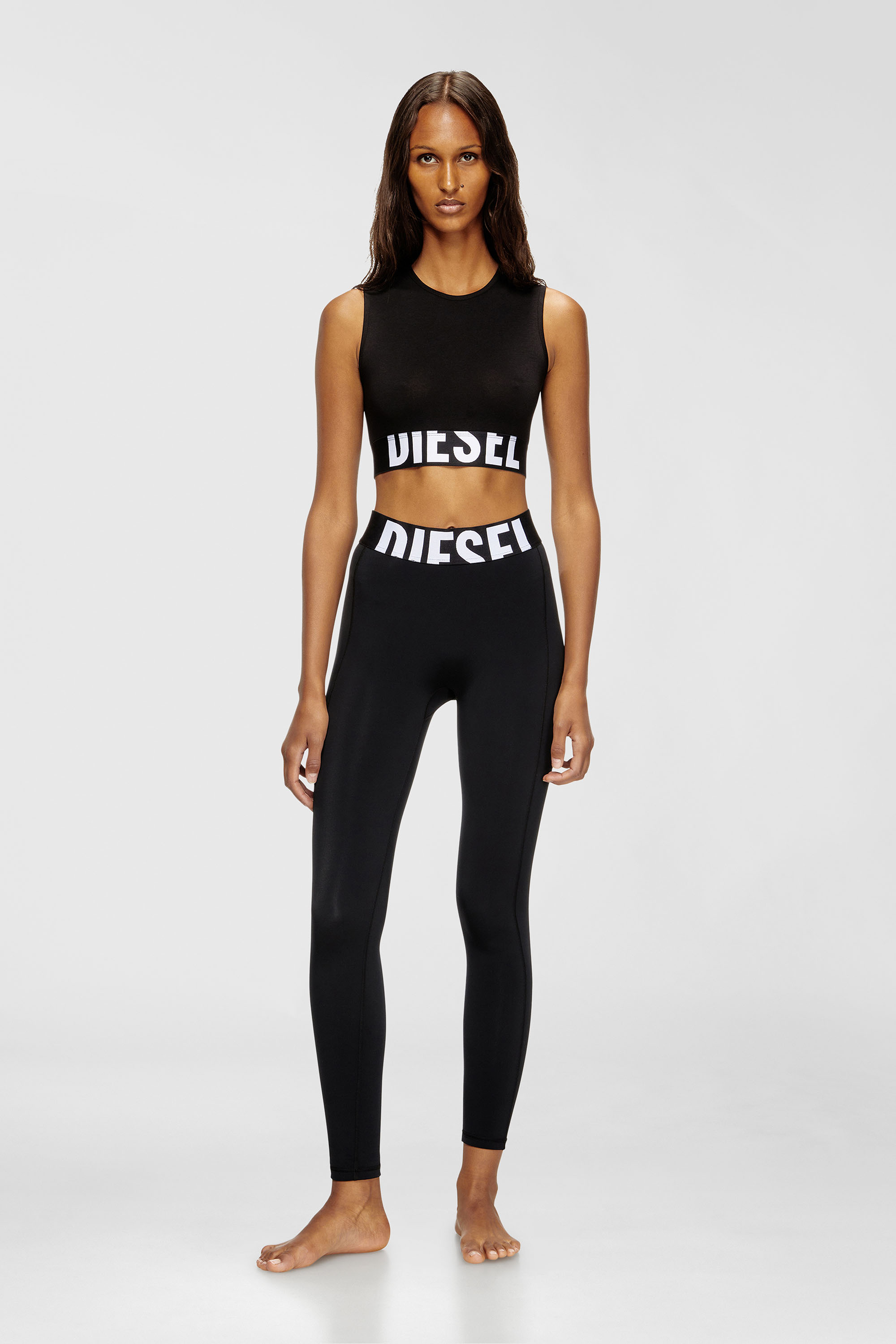 Diesel - ADA-D-POP, Woman's Cropped tank top with cut-off logo in Black - 1