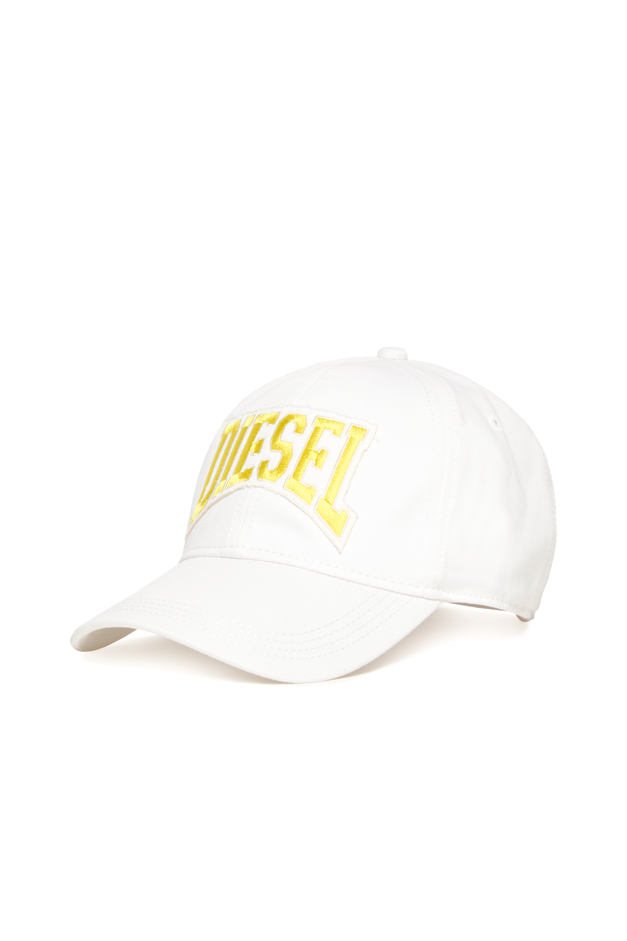 Diesel - FCGUS, Man's Baseball cap with logo-embroidered patch in White/Yellow - 1