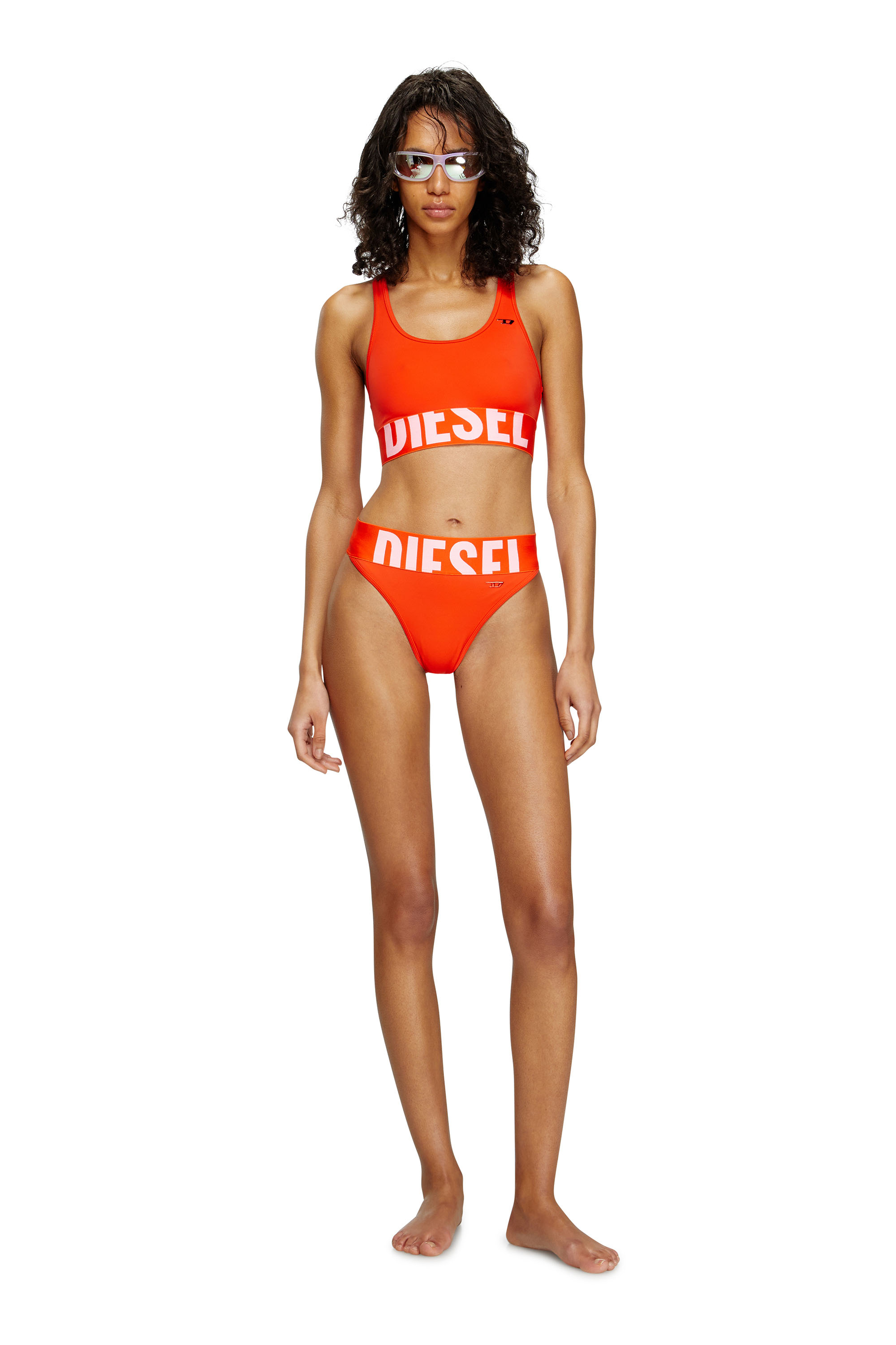 Diesel - LOLA-D-POP, Woman's Bikini bottoms with cut-off logo in Orange - 1