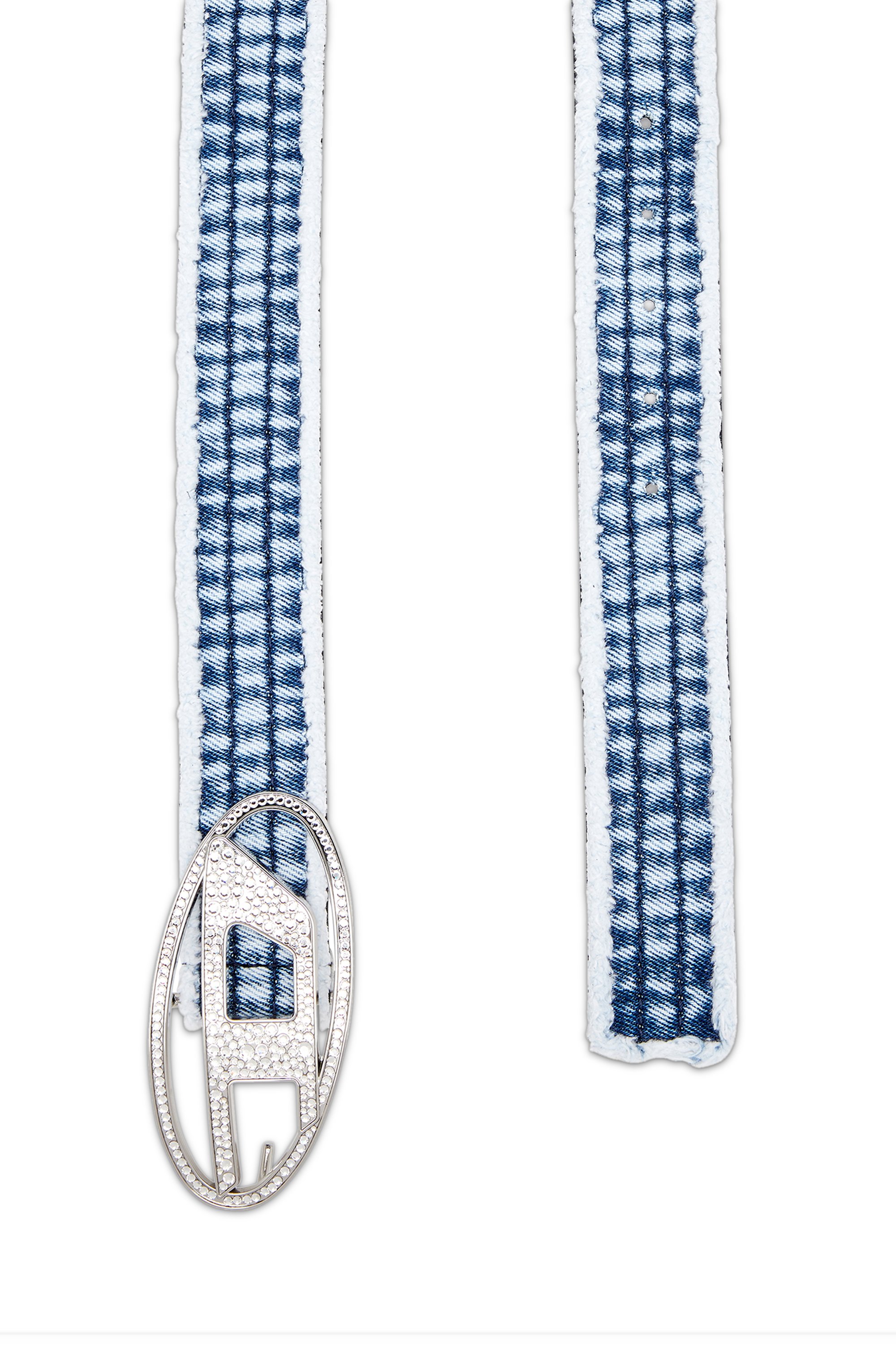 Diesel - B-1DR STRASS, Woman's Denim and leather belt with crystal buckle in Blue - 2