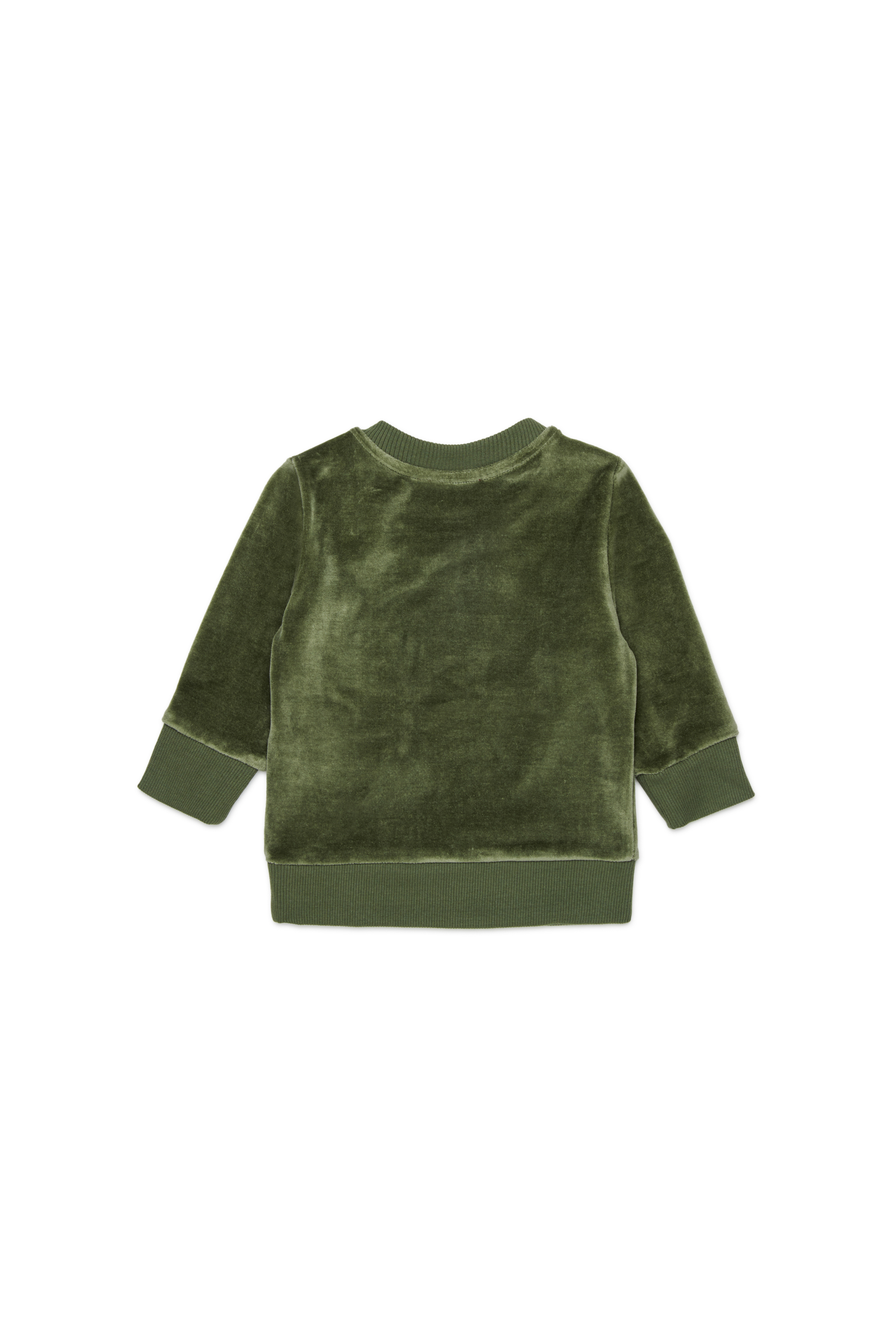 Diesel - SHENIB, Man's Velvet sweatshirt with Oval D embroidery in Green - 2