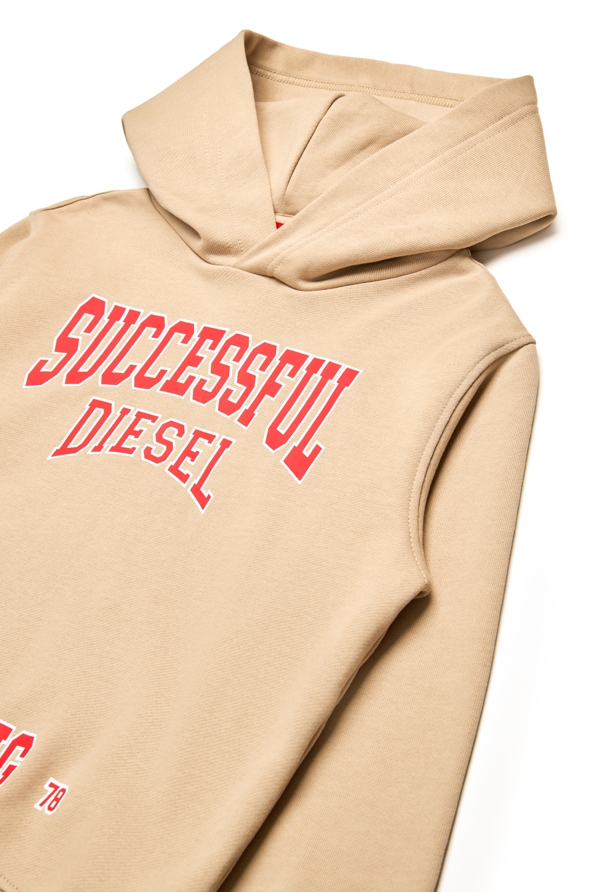 Diesel - SBOXTHOODN7 OVER, Man's Hoodie with collegiate logo in Light Brown - 3