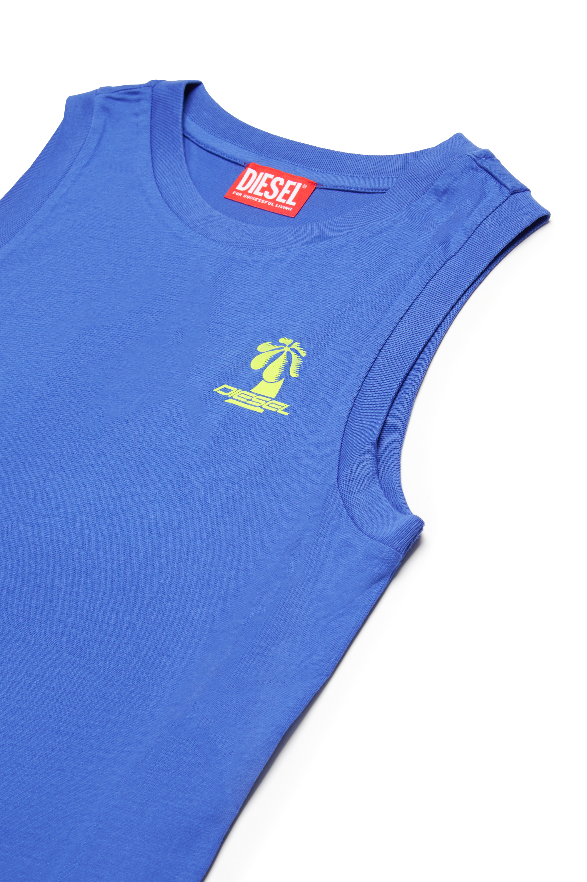 Diesel - MTDENP, Man's Tank top with neon palm logo in Blue - 3