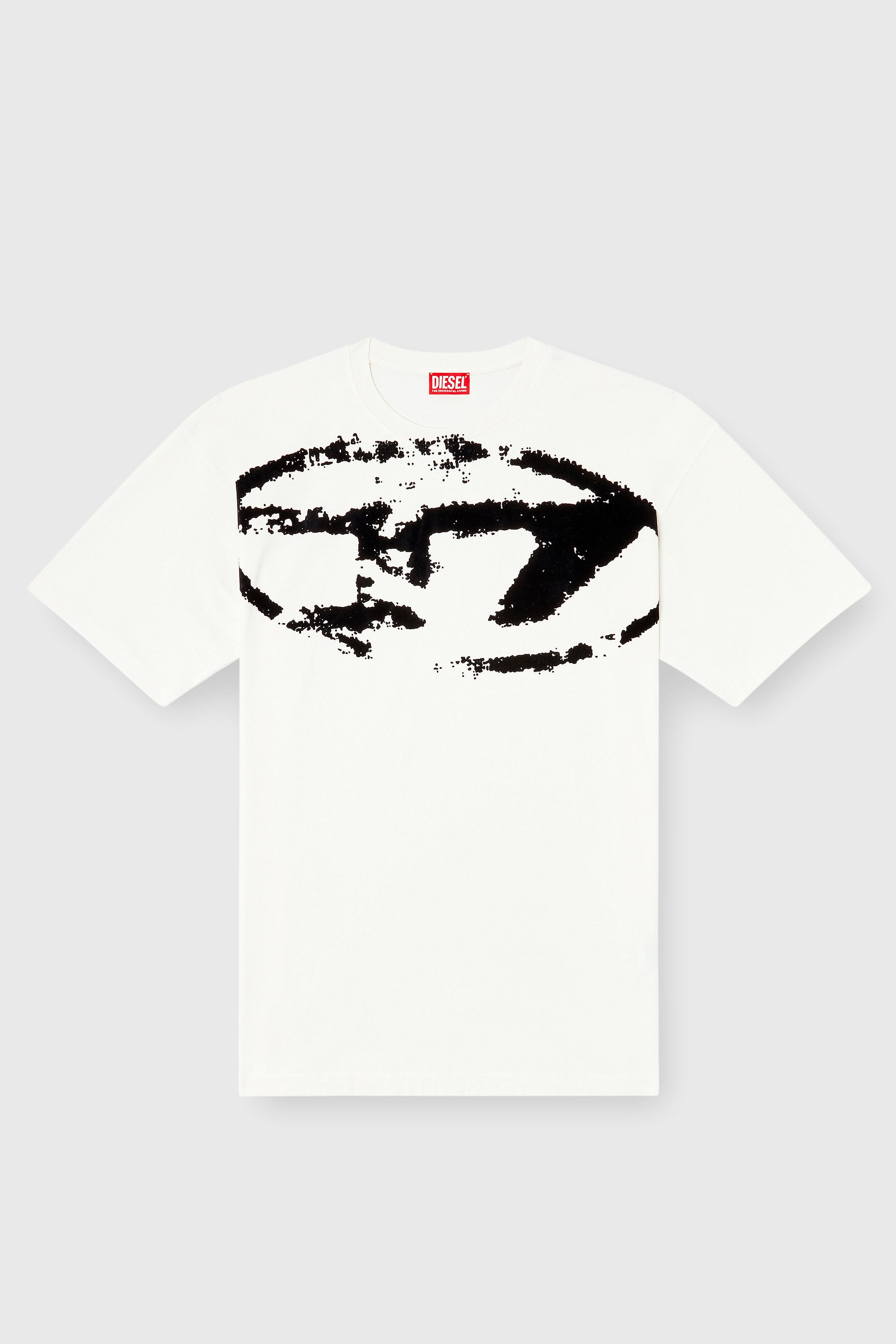 Diesel - T-BOXT-N14, Man's T-shirt with distressed flocked logo in White - 1
