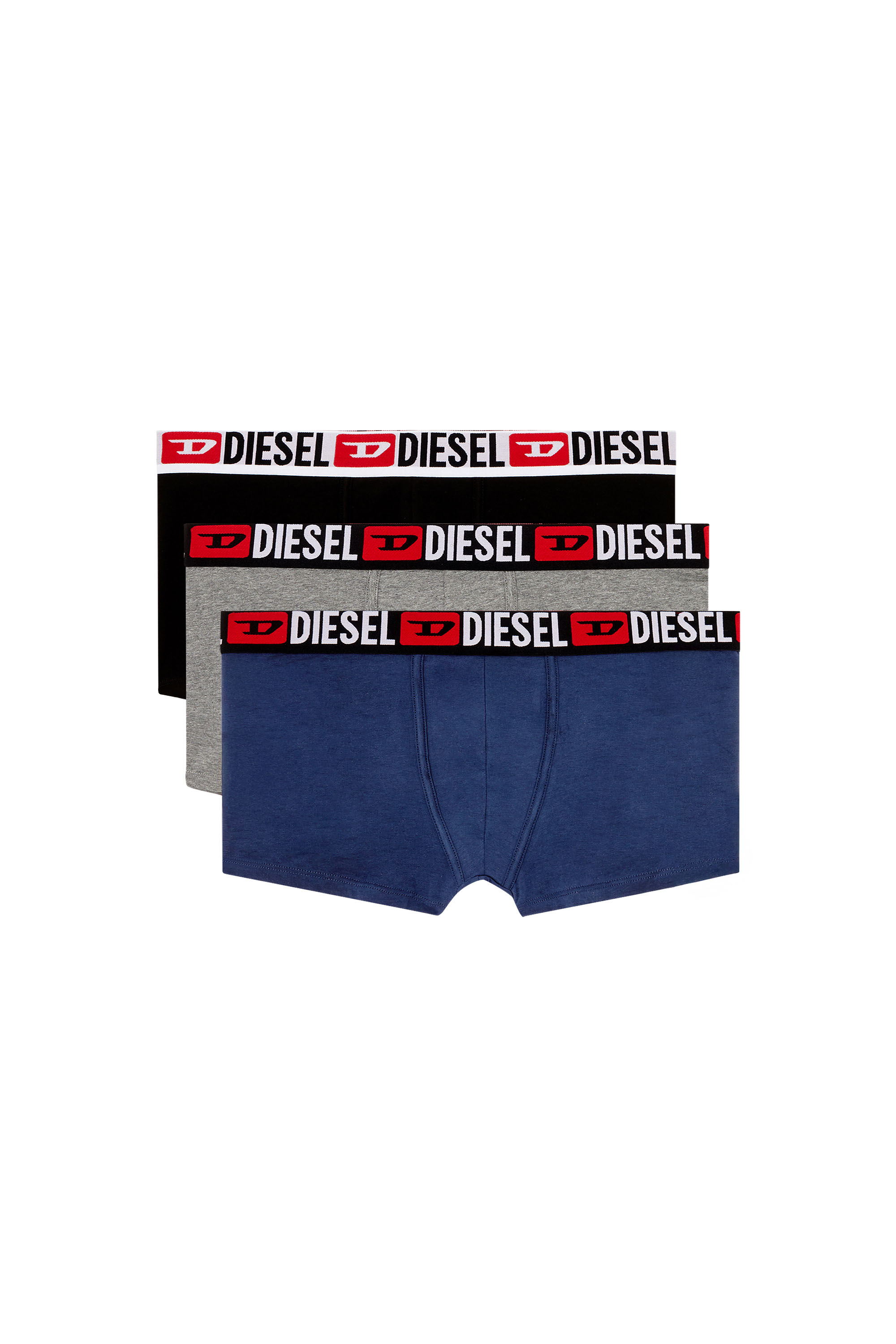 Diesel - UMBX-DAMIENTHREEPACK, Man's Three-pack of all-over logo waist boxers in Grey/Blue - 1