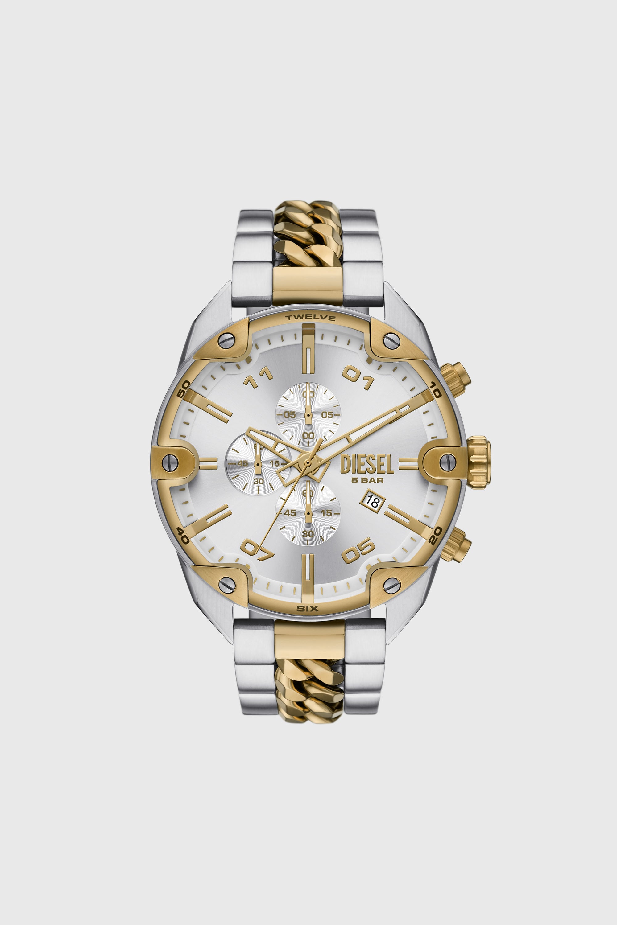 Diesel - DZ4629, Man's Spiked Stainless Steel Watch in Silver - 1