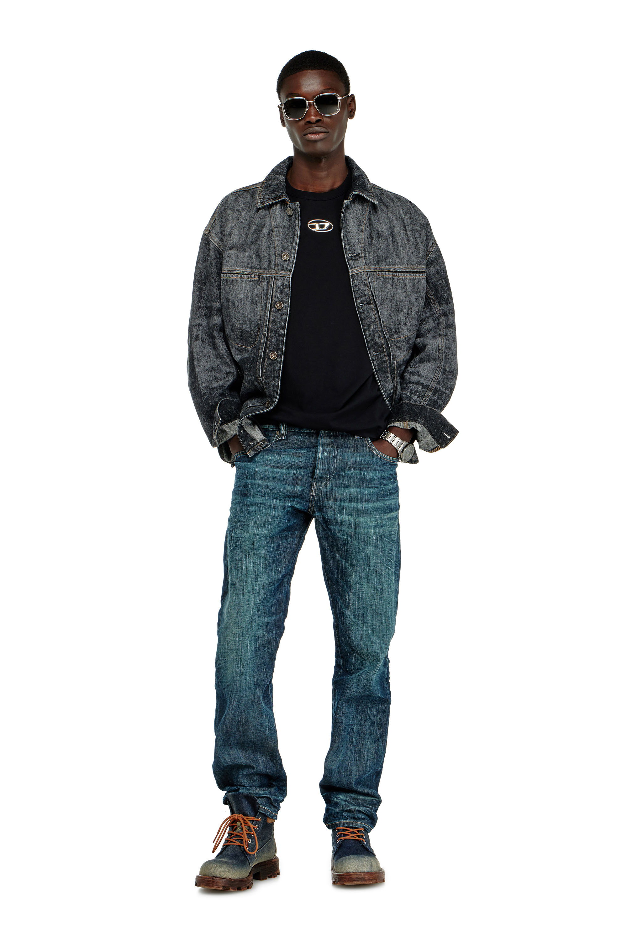 Diesel - T-ADJUST-OD, Man's T-shirt with metallic Oval D in Black - 2