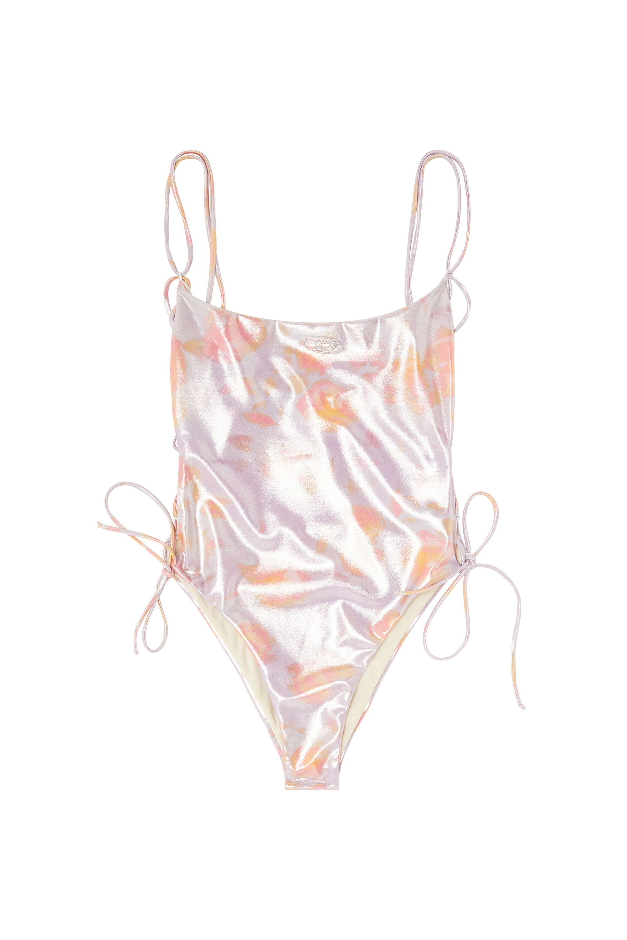 Diesel - REGAN-UTLT, Woman's Floral metallic lace-up swimsuit in Lilac - 3