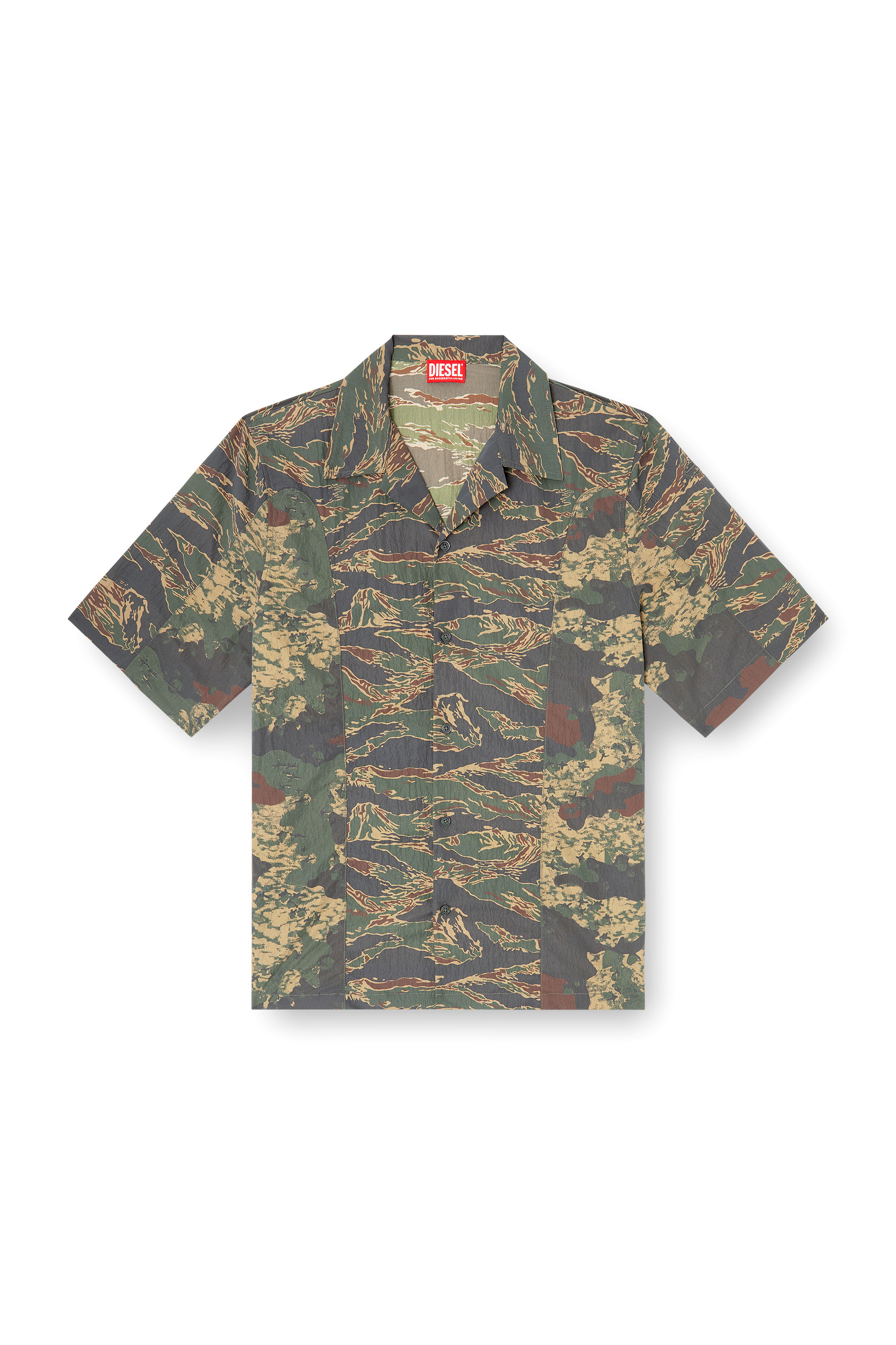 Diesel - S-BRACK-EPBW, Man's Shirt with mixed camo prints in Military Green - 3