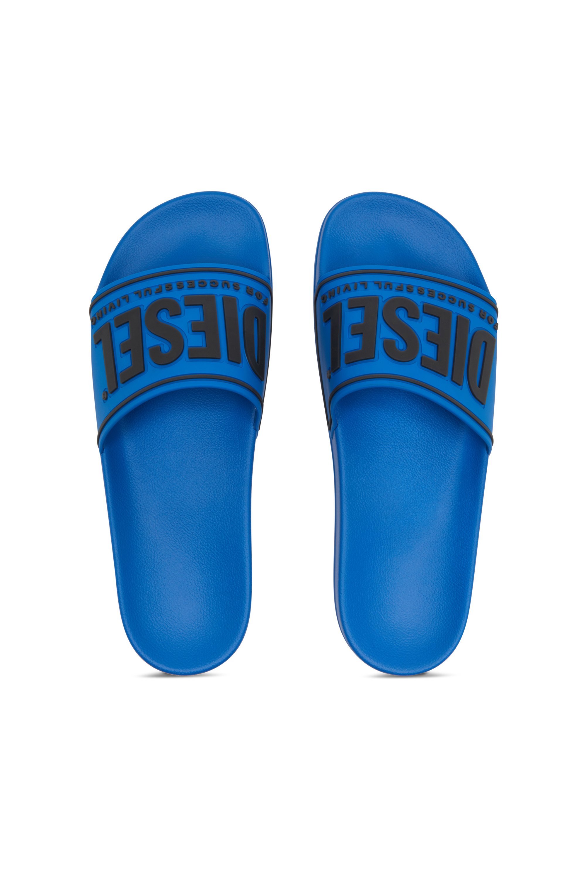 Diesel - SA-MAYEMI CC, Man's Sa-Mayemi-Pool slides with 3D logo in Blue/Black - 5