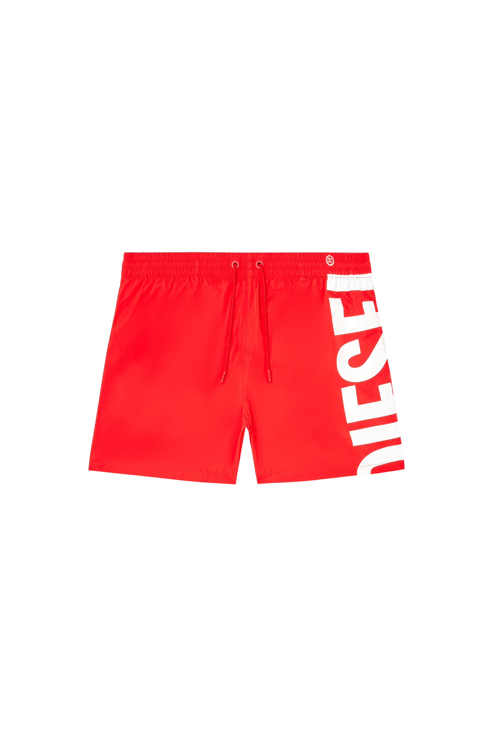 Diesel - RIO-41-D-CORE, Man's Mid-length swim shorts with maxi logo in Red/White - 4