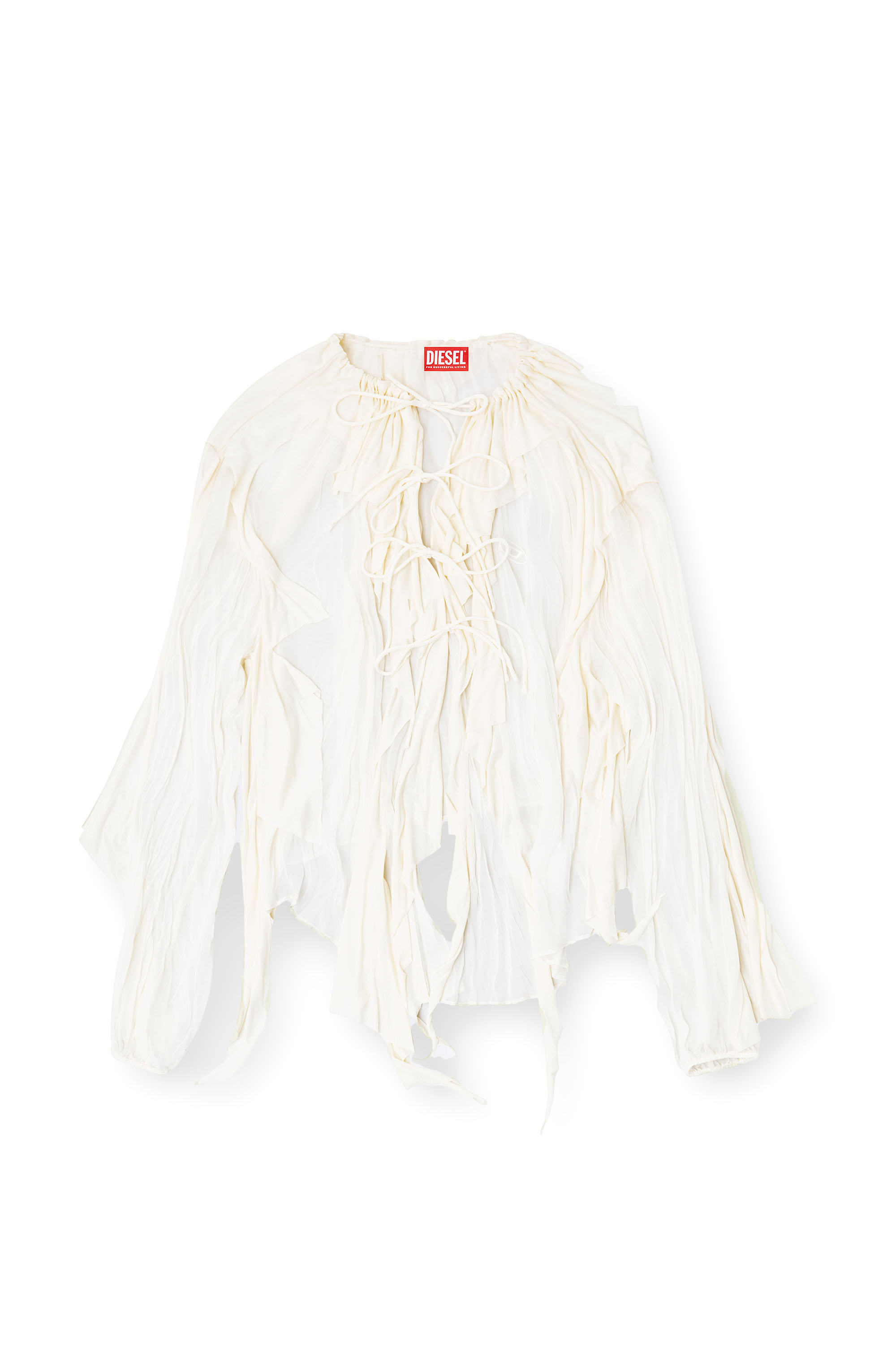 Diesel - C-LASSY, Woman's Flounce blouse in crinkled muslin in White - 3