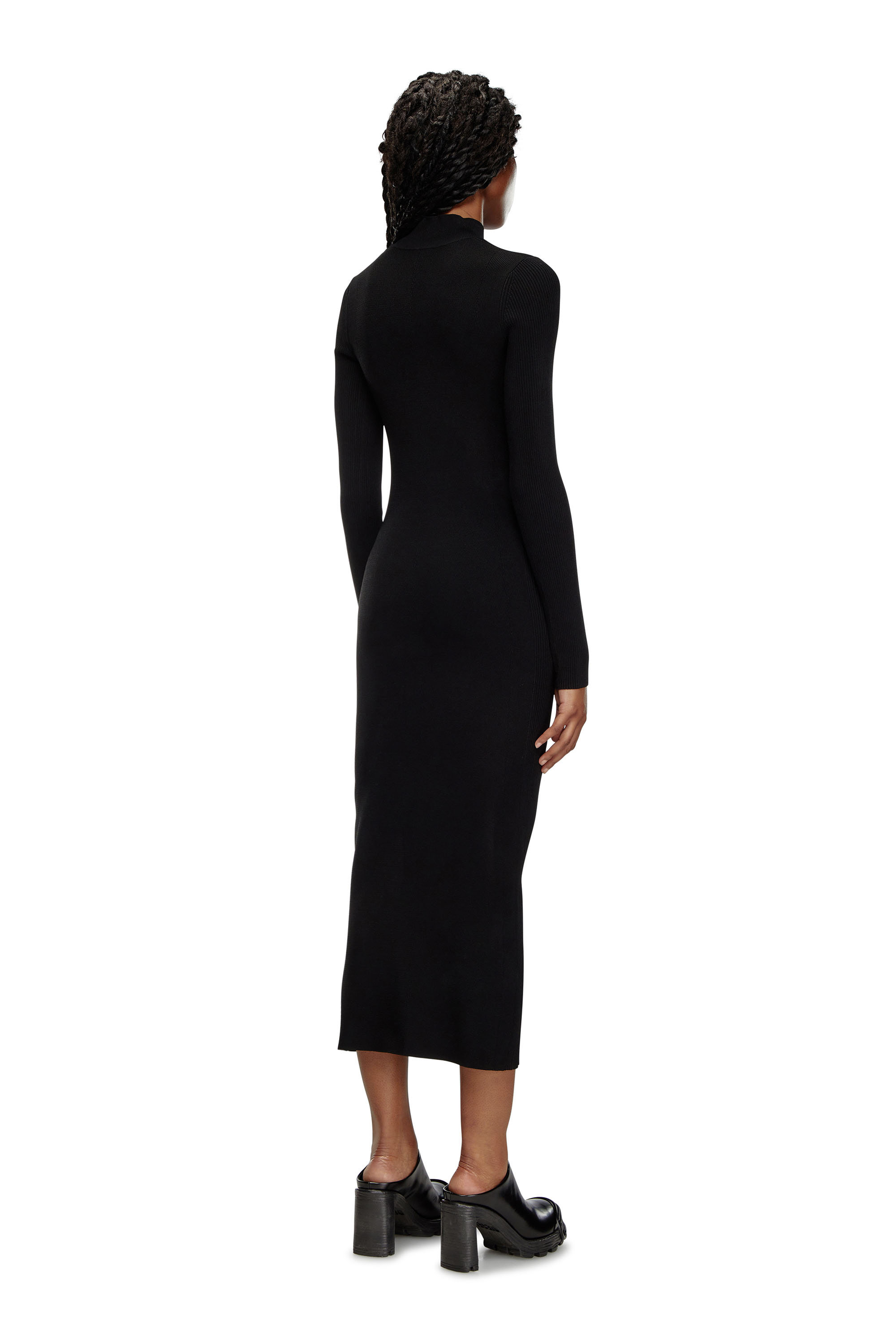 Diesel - M-ZARY-B, Woman's Long dress in ribbed knit in Black - 2