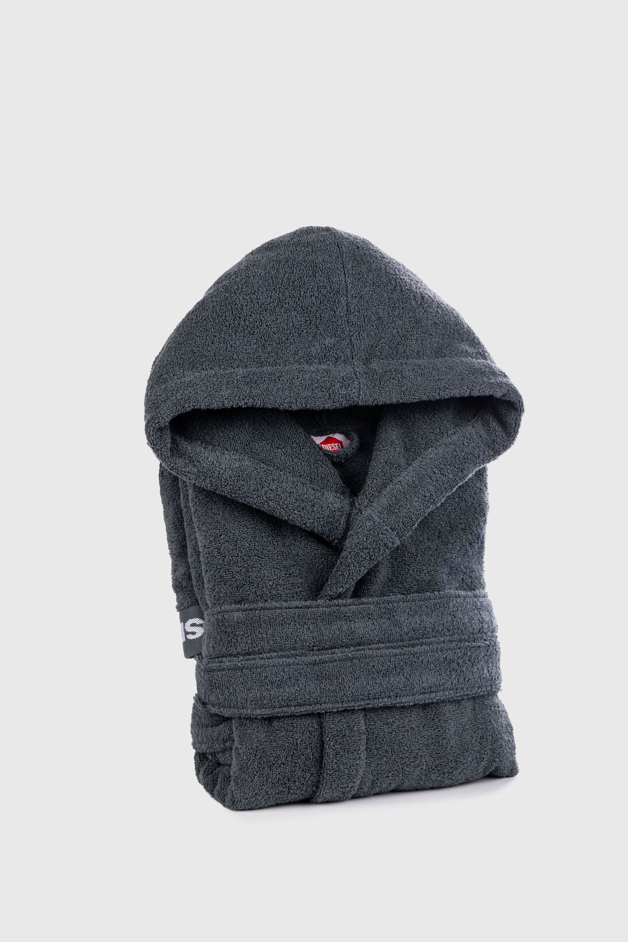 Diesel - 1015101 LOGO-COTTON BATHROBE SIZE S GREY, Unisex's Logo-Cotton Terry Bathrobe, S size in Dark grey - 1