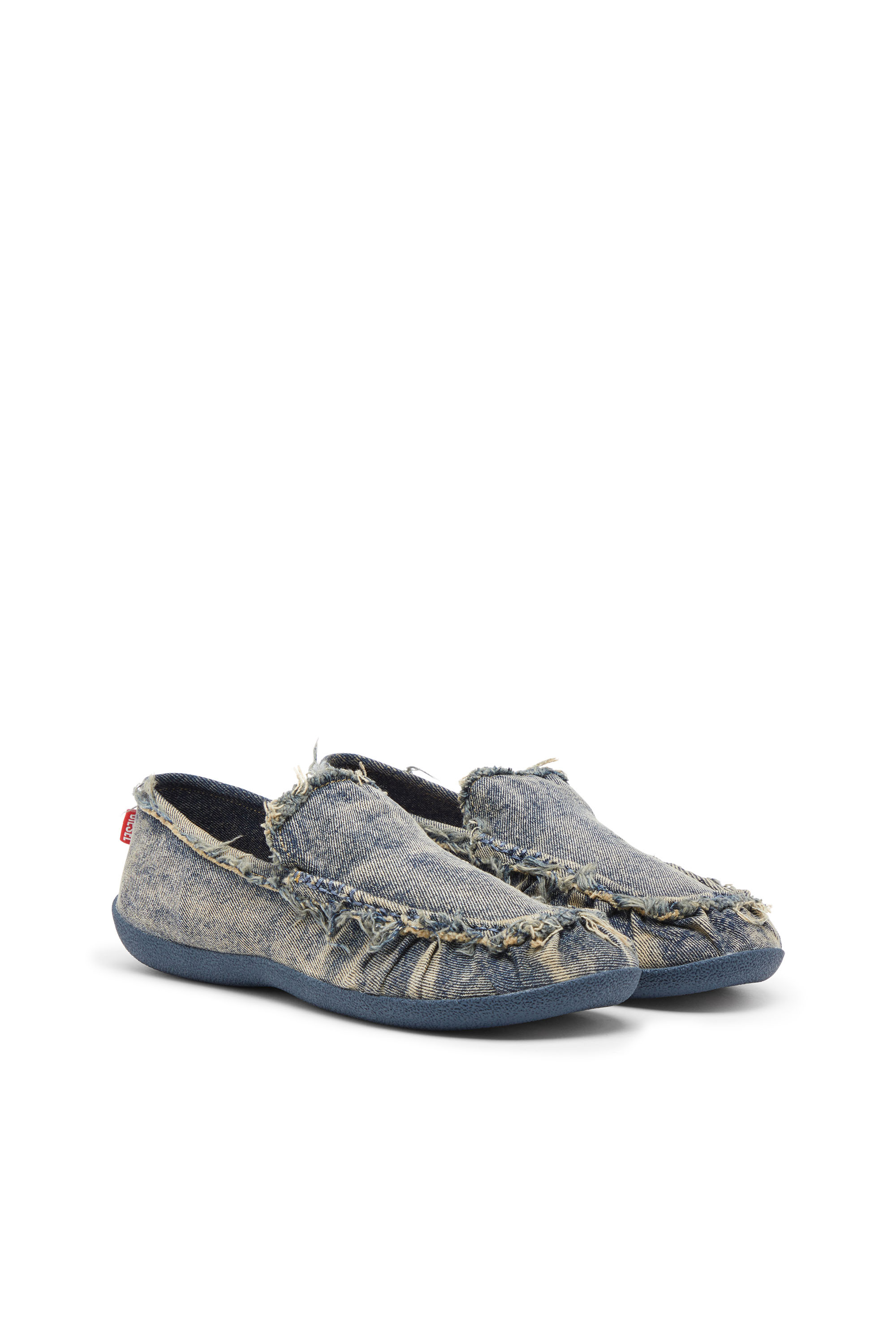 Diesel - D-SHOCK MOC, Man's D-Shock-Distressed denim loafers in Blue - 2