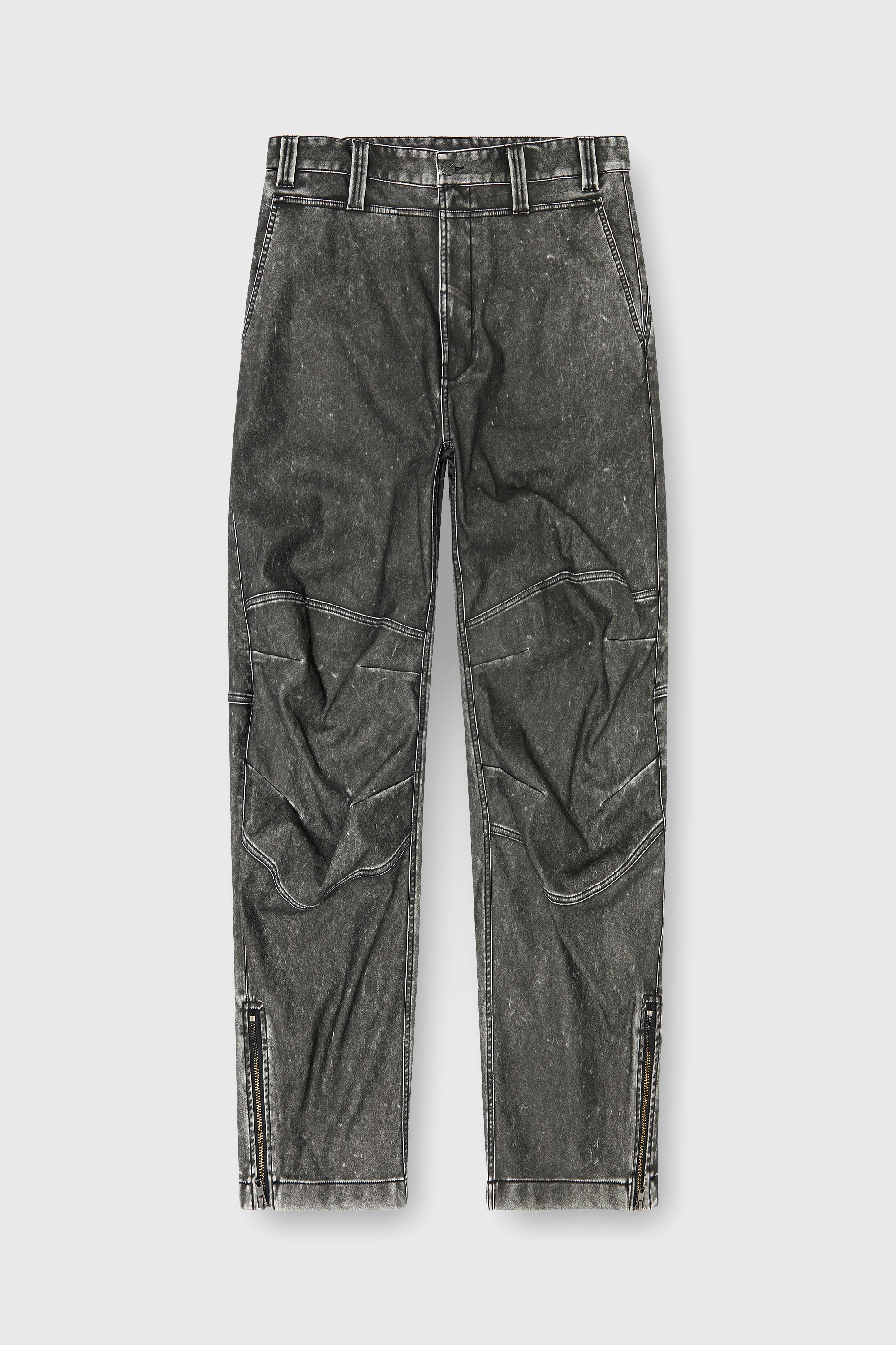 Diesel - P-DELLY-NJCJ, Man's Pants in distressed-effect bonded material in Dark grey - 2