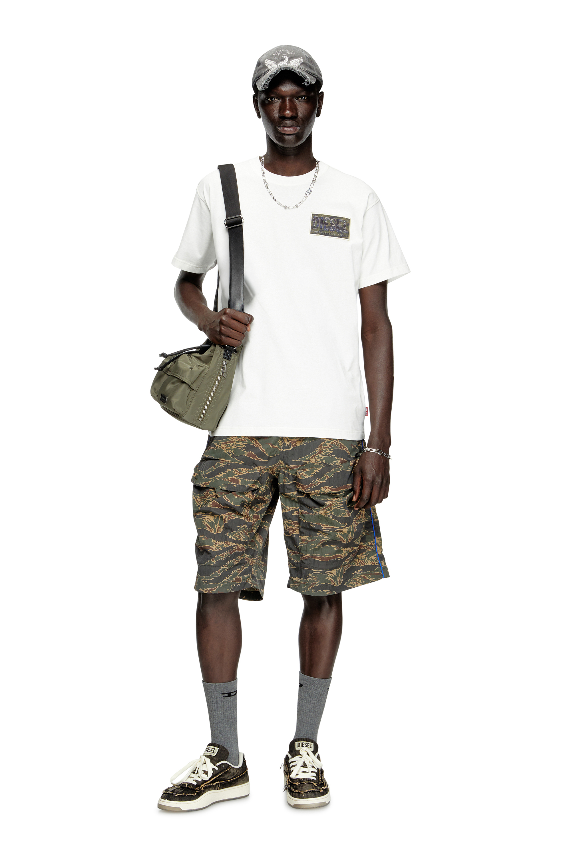 Diesel - MULTI-PKTS BUCKET X, Unisex's Multi-Pkts-Multipocket bucket bag in utilitarian shell in Military Green - 2