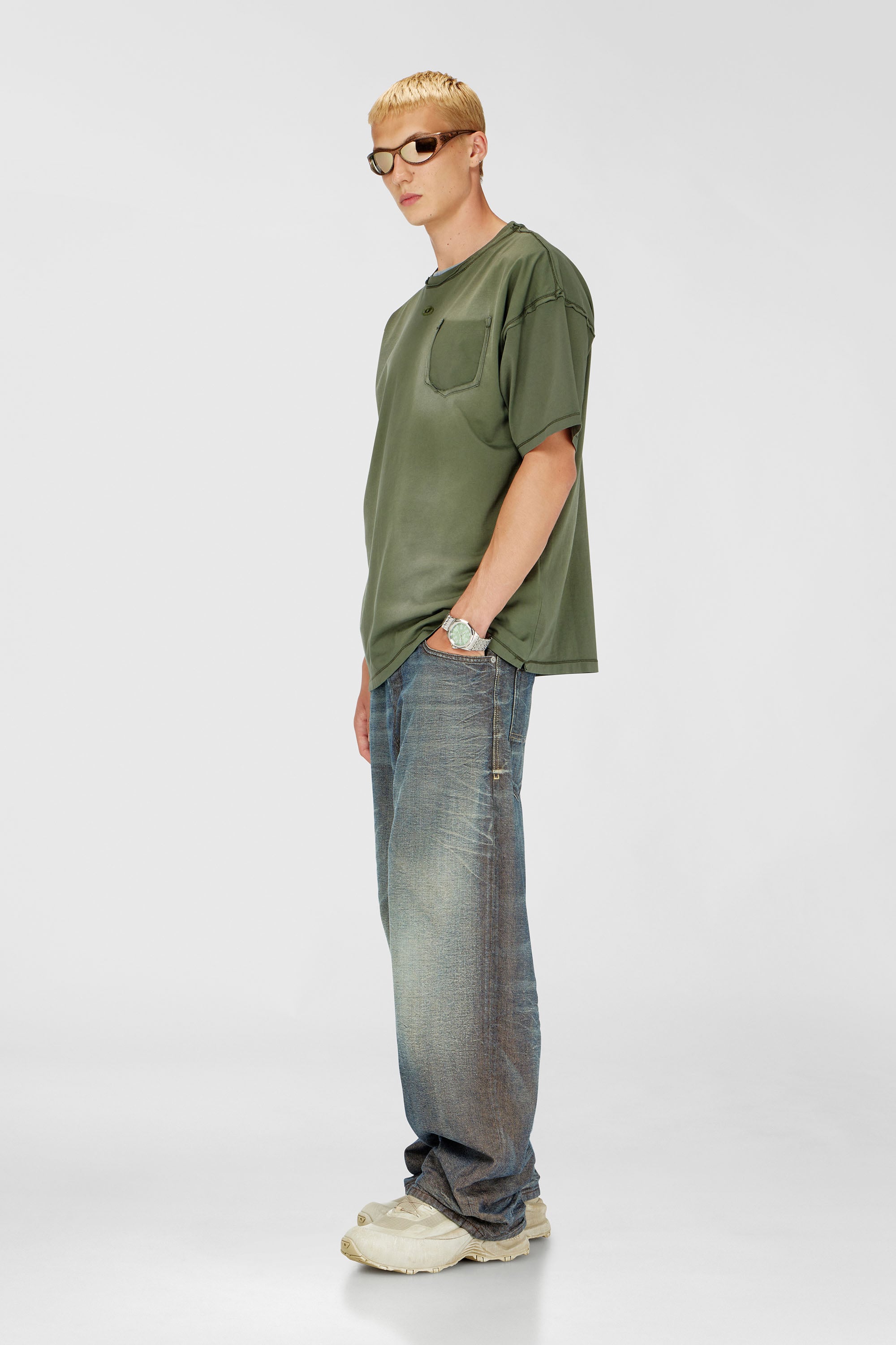 Faded T-shirt with ripped pocket detail