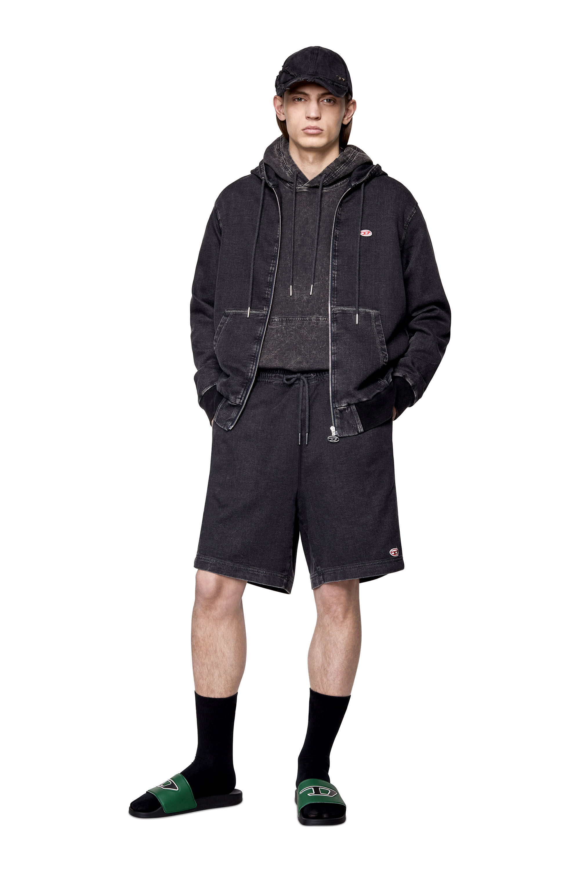 Diesel - D-BOXY TRACK DENIM SHORTS, Black/Dark grey - Image 2