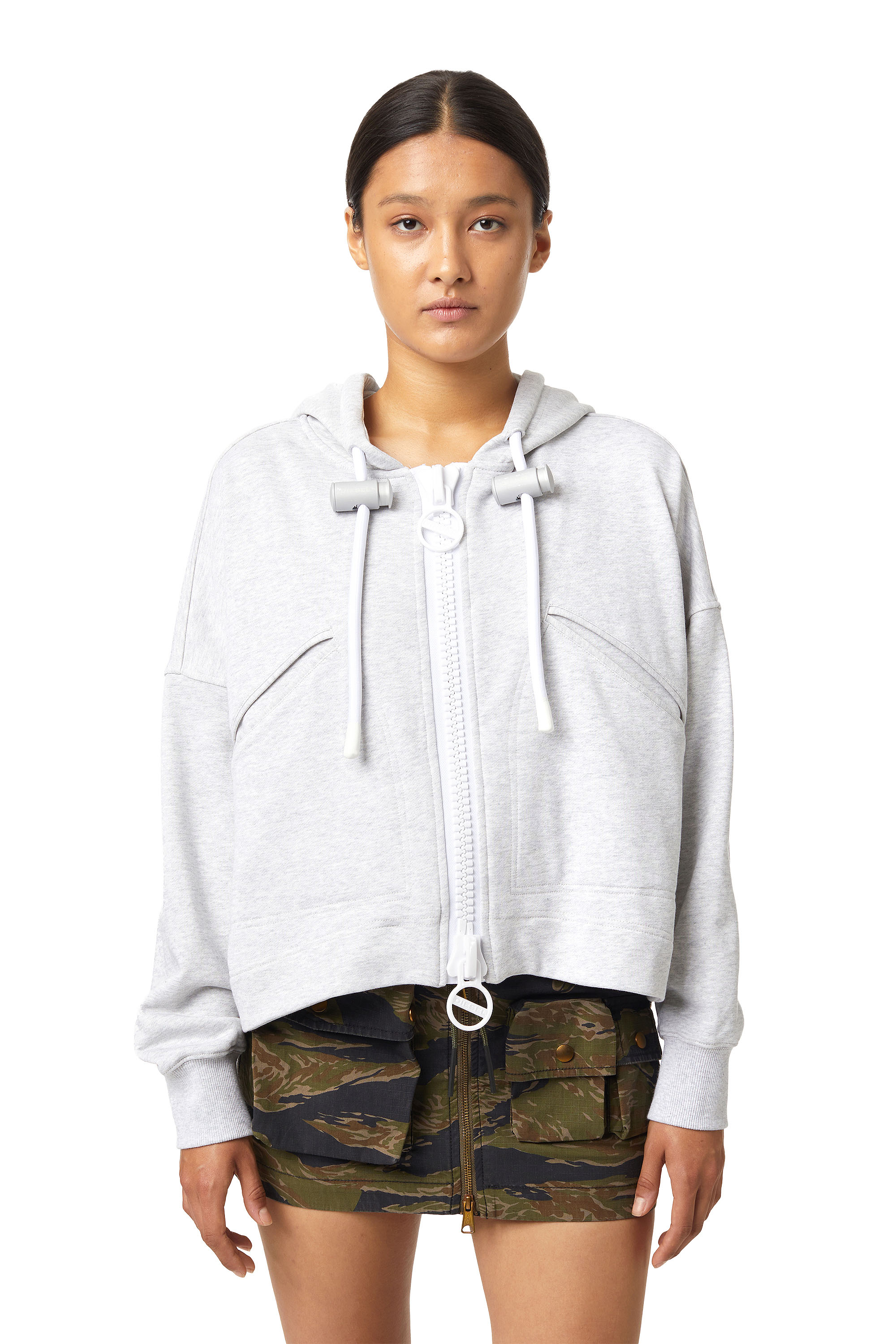 F-CROPPY-ZIP, Light Grey - Sweaters