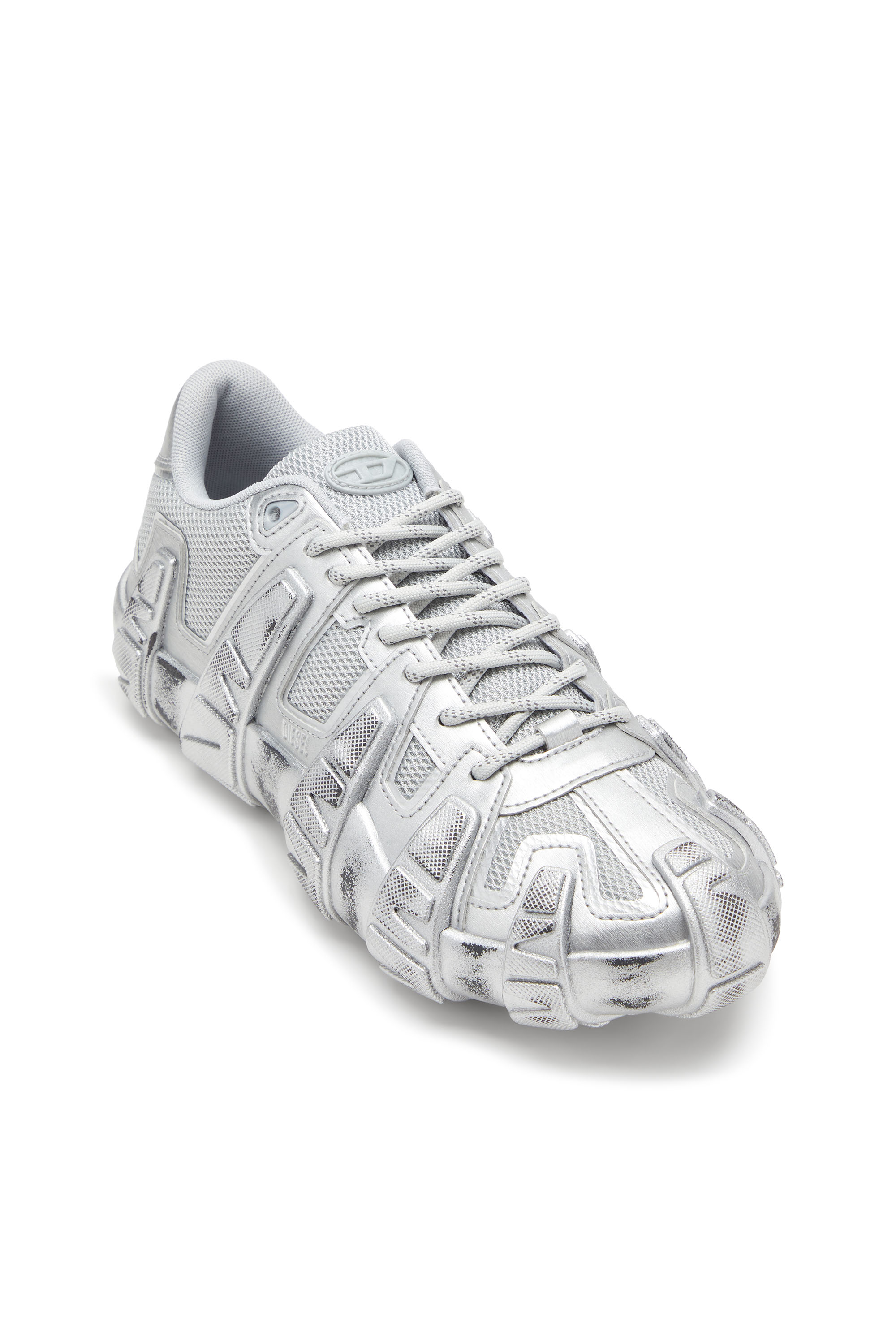 Diesel - S-D-GRIFFE LOW, Man's S-D-Griffe-Metallic sneakers in mesh and PU in Silver - 6