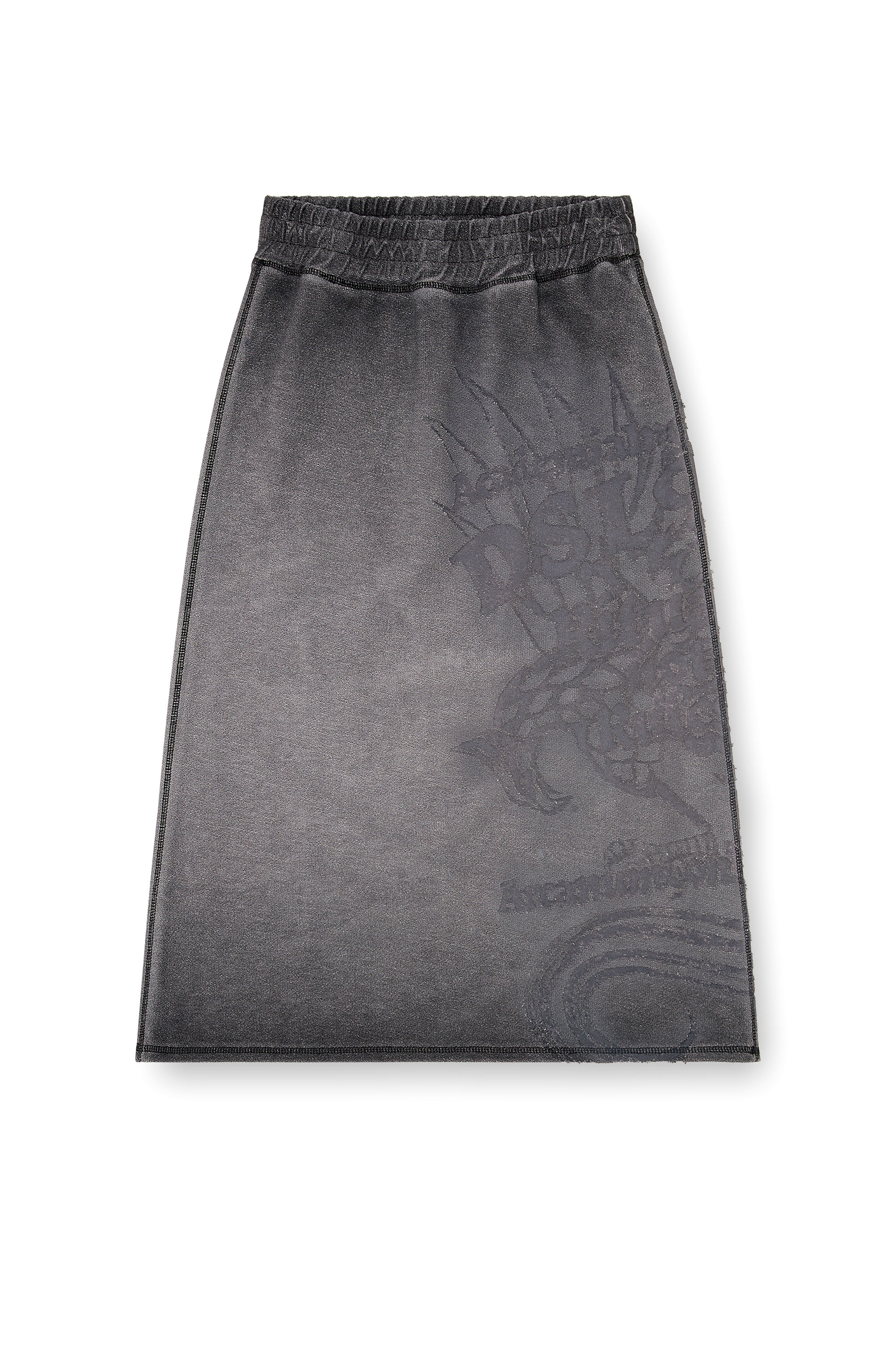 Diesel - O-BEAUTY, Woman's Fleece midi skirt with d&eacute;vor&eacute; print in null - 4