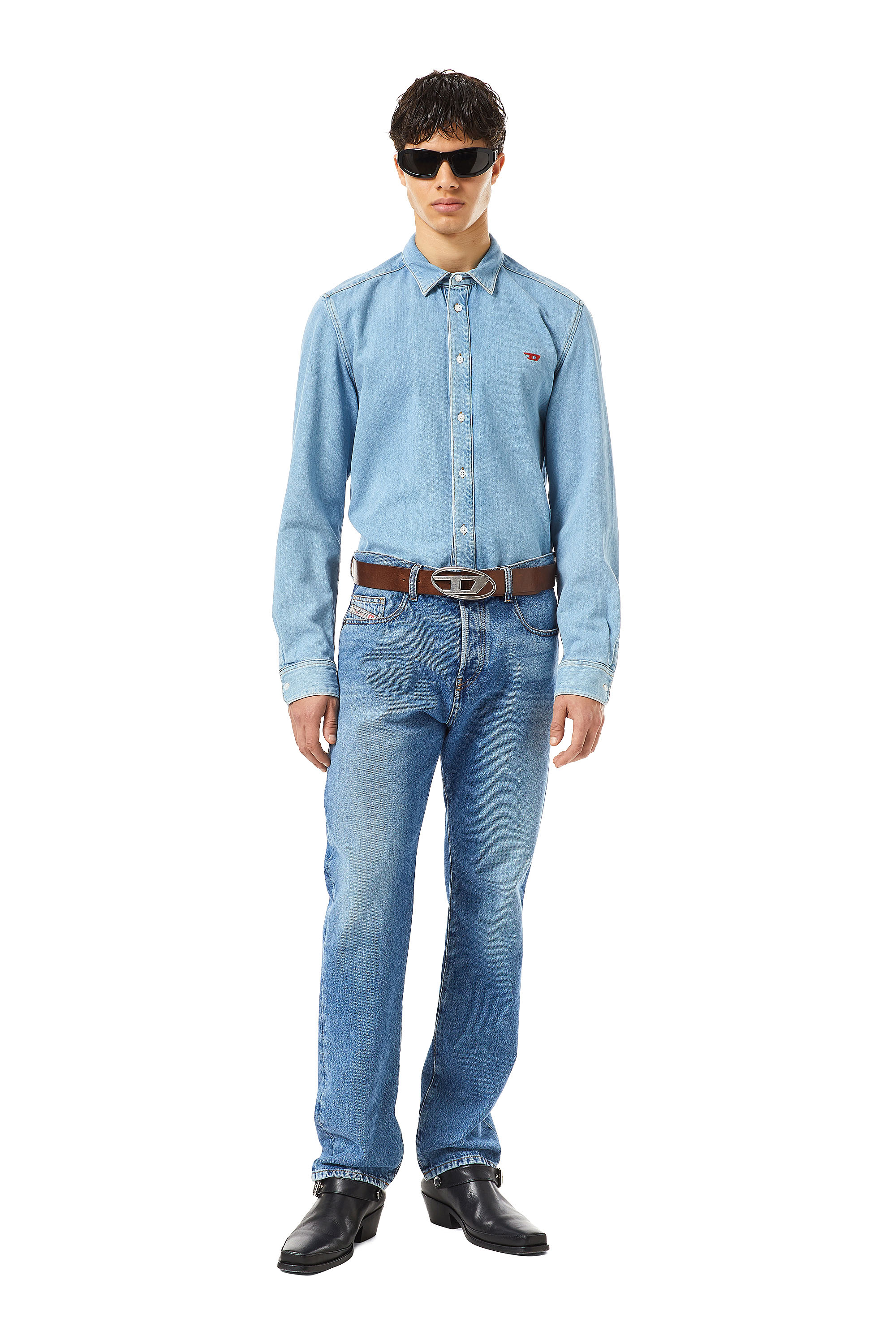 Diesel - 2020 D-Viker 09C15 Straight Jeans, Light Blue - Image 5