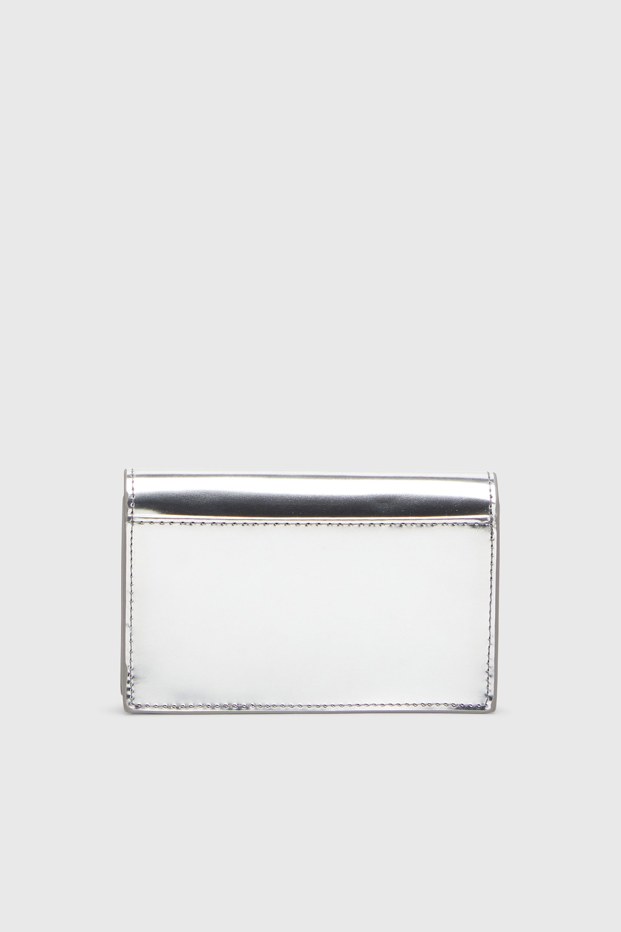 Diesel - 1DR CARD HOLDER IV, Woman's Metallic leather card holder in Silver - 2