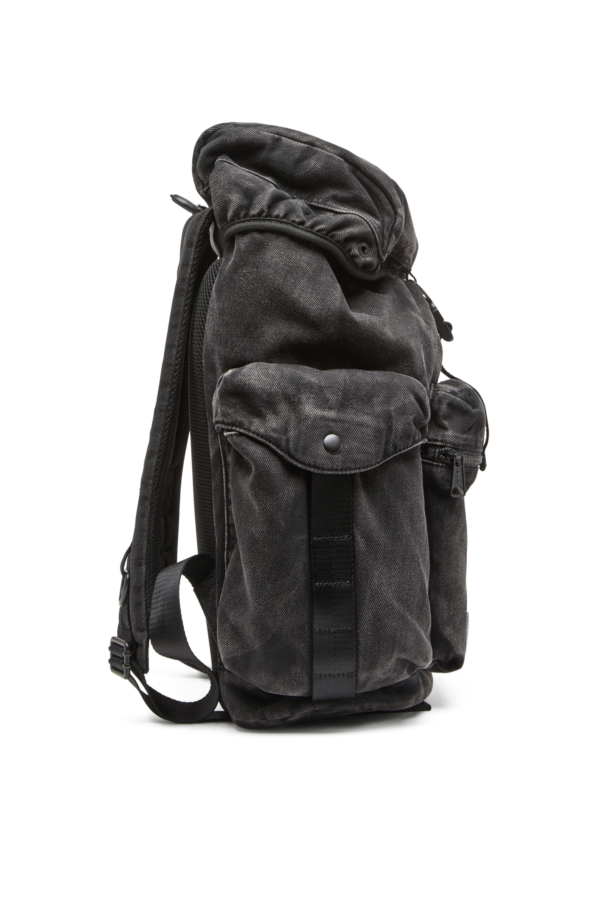 Diesel - UTLT BACKPACK, Man's Utlt Backpack-Utility backpack in cloudy-effect denim in Black - 5