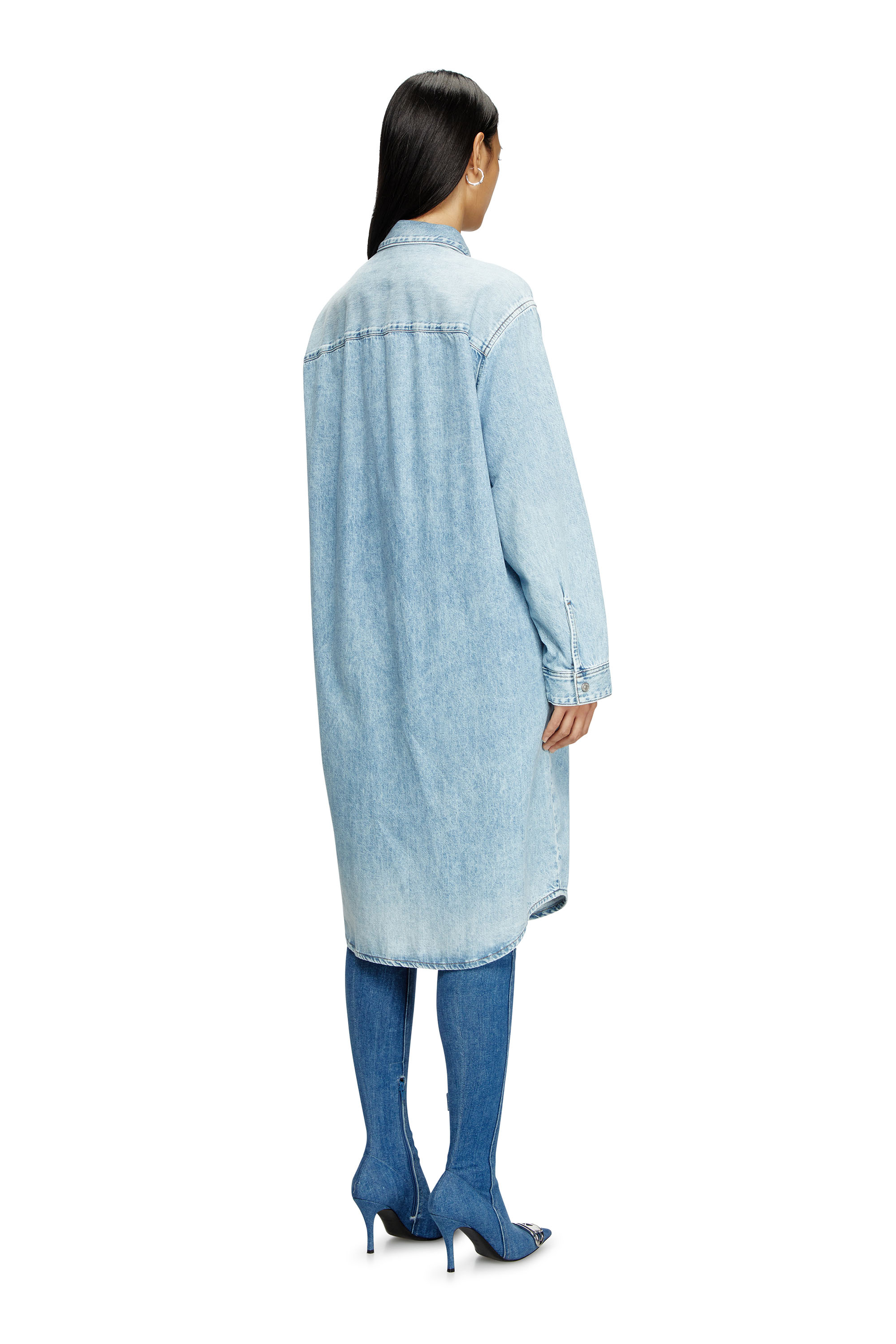 Diesel - DE-DALIS, Woman's Shirt dress in denim in Light Blue - 4