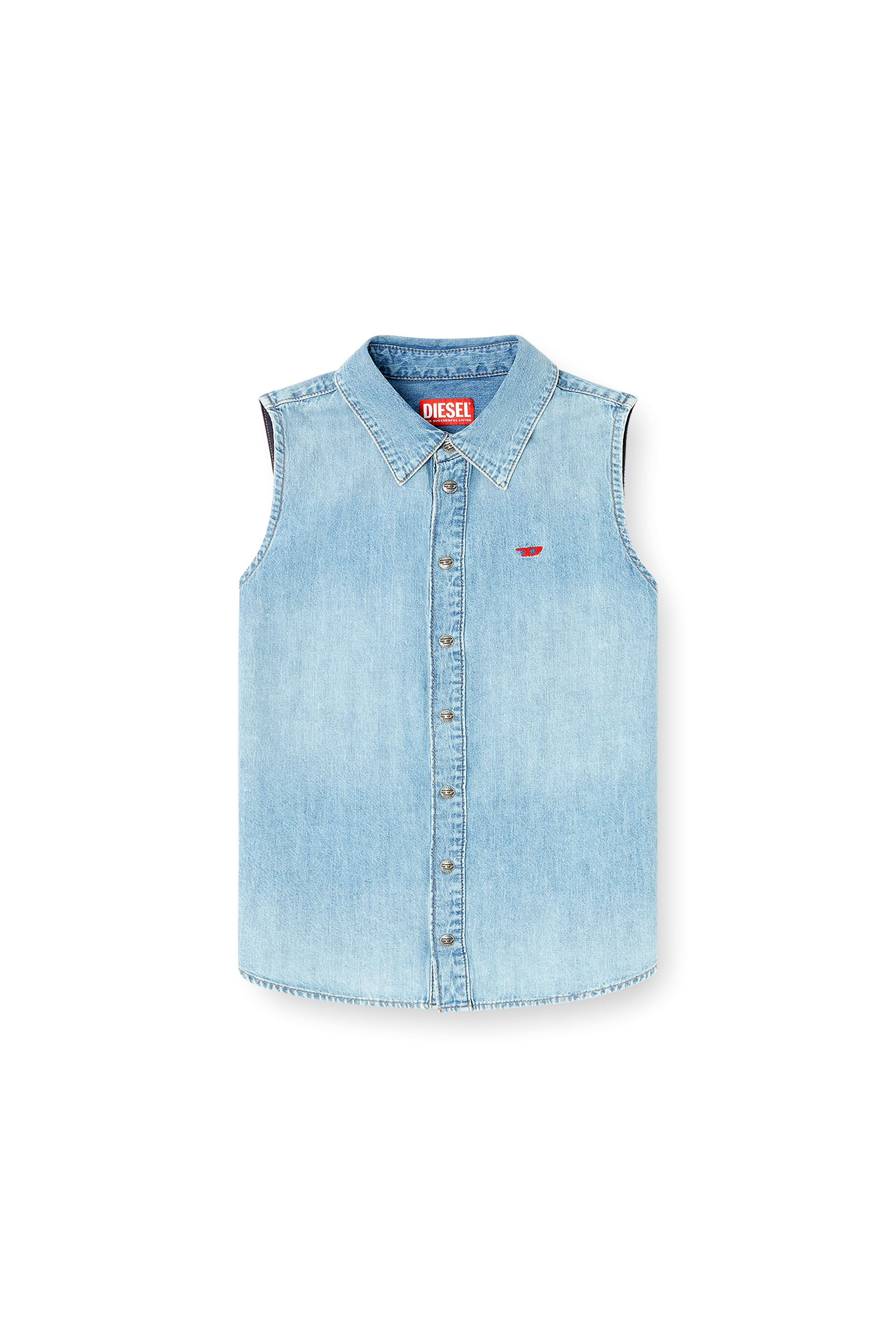 Diesel - DE-EAZY-SL, Woman's Sleeveless denim shirt in Light Blue - 3