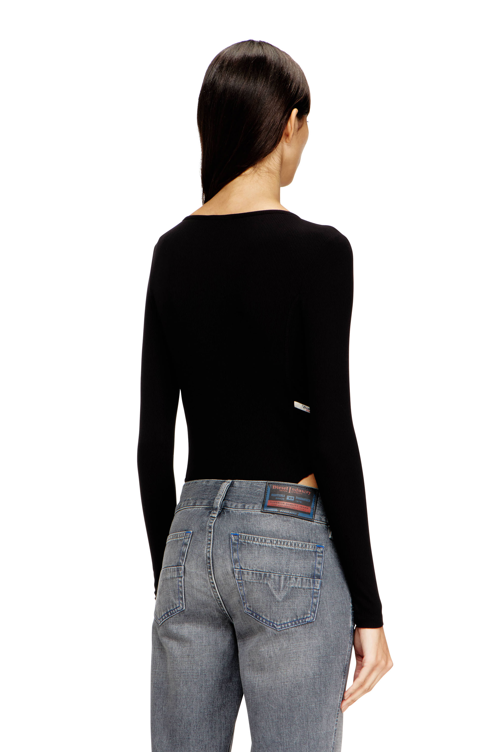 Diesel - T-BODYN, Woman's Thong bodysuit in ribbed jersey in Black - 4