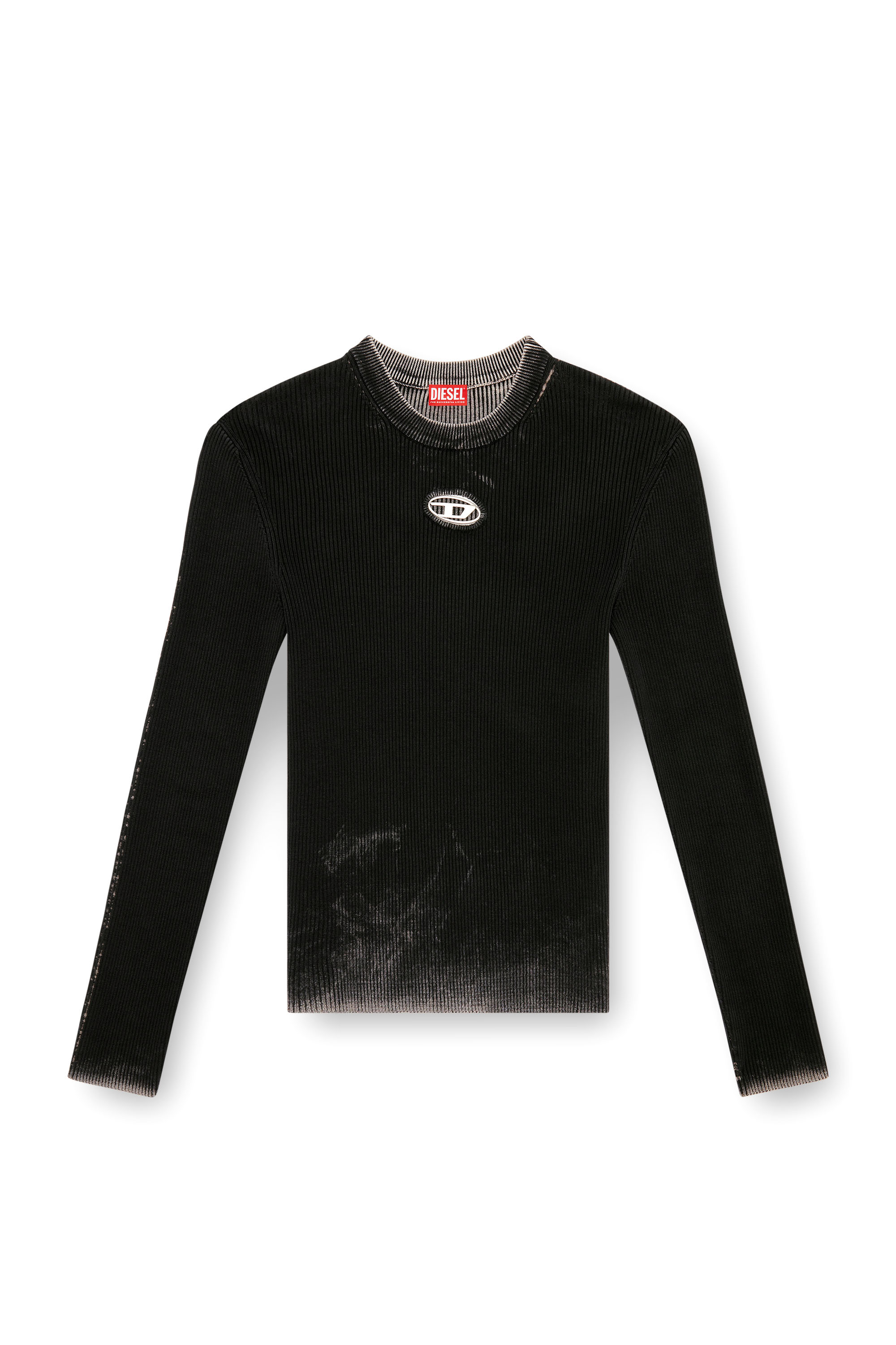 Diesel - K-DARIN-A, Man's Cut-out jumper with Oval D in Black - 2