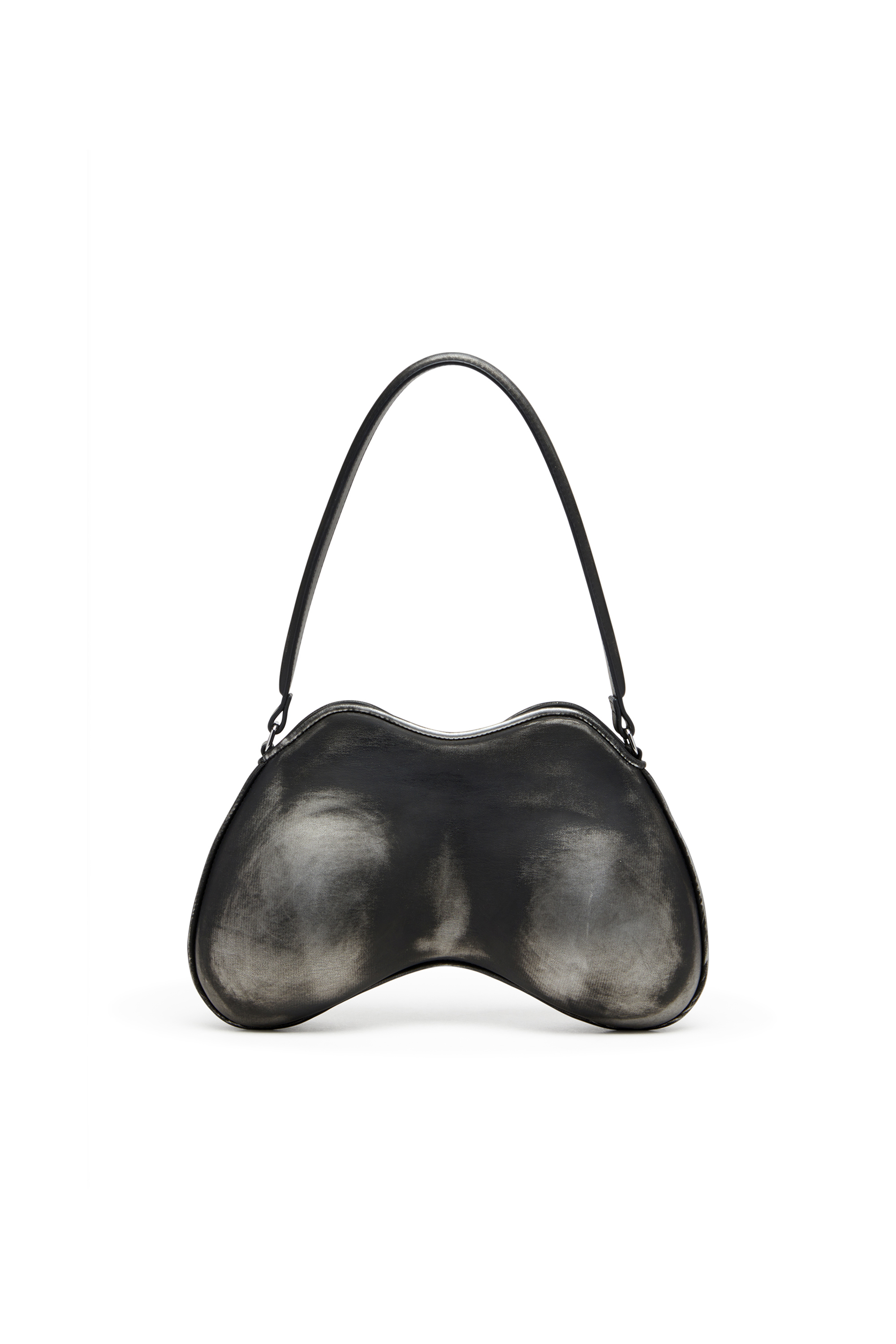 Diesel - DOUBLE-D SHOULDER, Woman's Double-D-Rigid shoulder bag in brushed PU in Black/Silver - 3