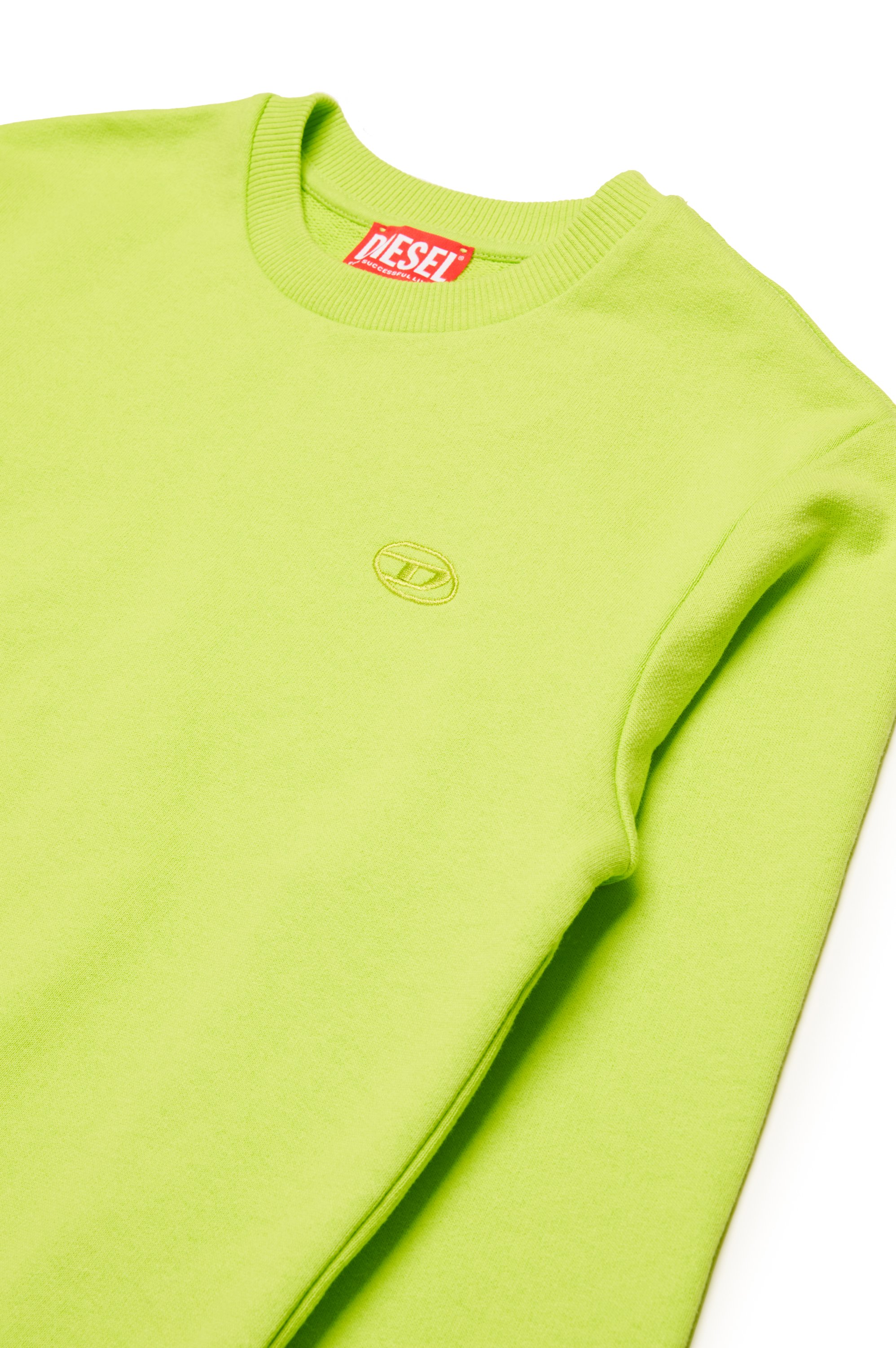 Diesel - SROBMEGOVALD OVER, Man's Sweatshirt with mega Oval D embroidery in Green Fluo - 4