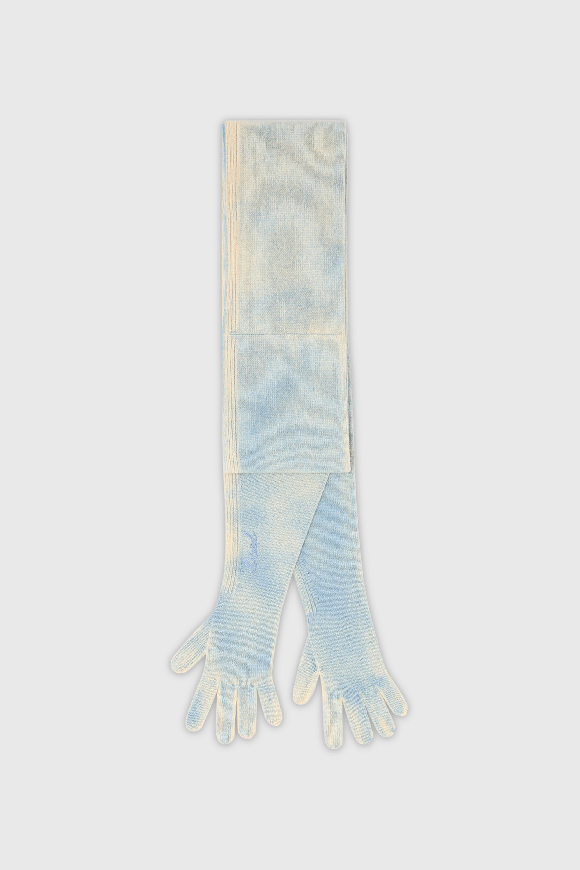 Hybrid glove-scarf in two-tone wool