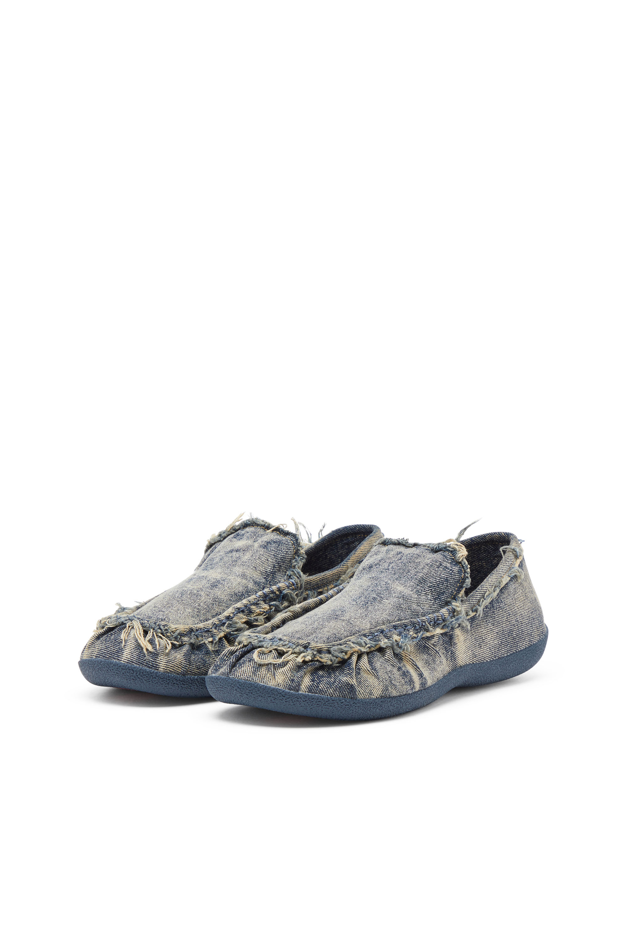 Diesel - D-SHOCK MOC, Man's D-Shock-Distressed denim loafers in Blue - 9