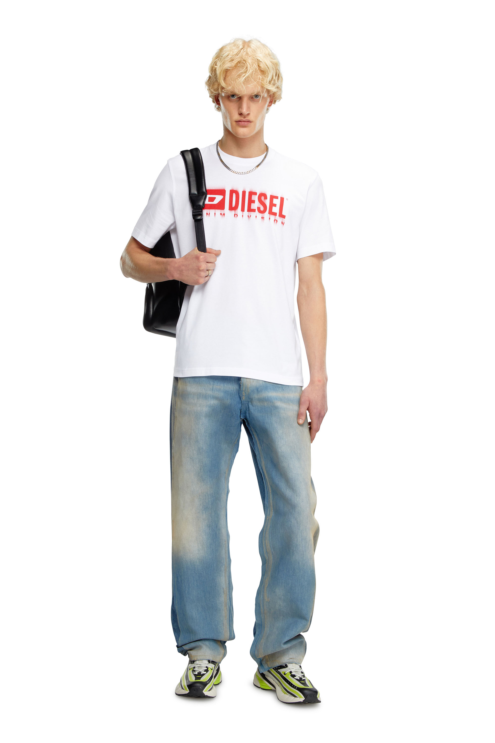 Diesel - T-ADJUST-Q7, Man's T-shirt with blurry Diesel logo in White - 2