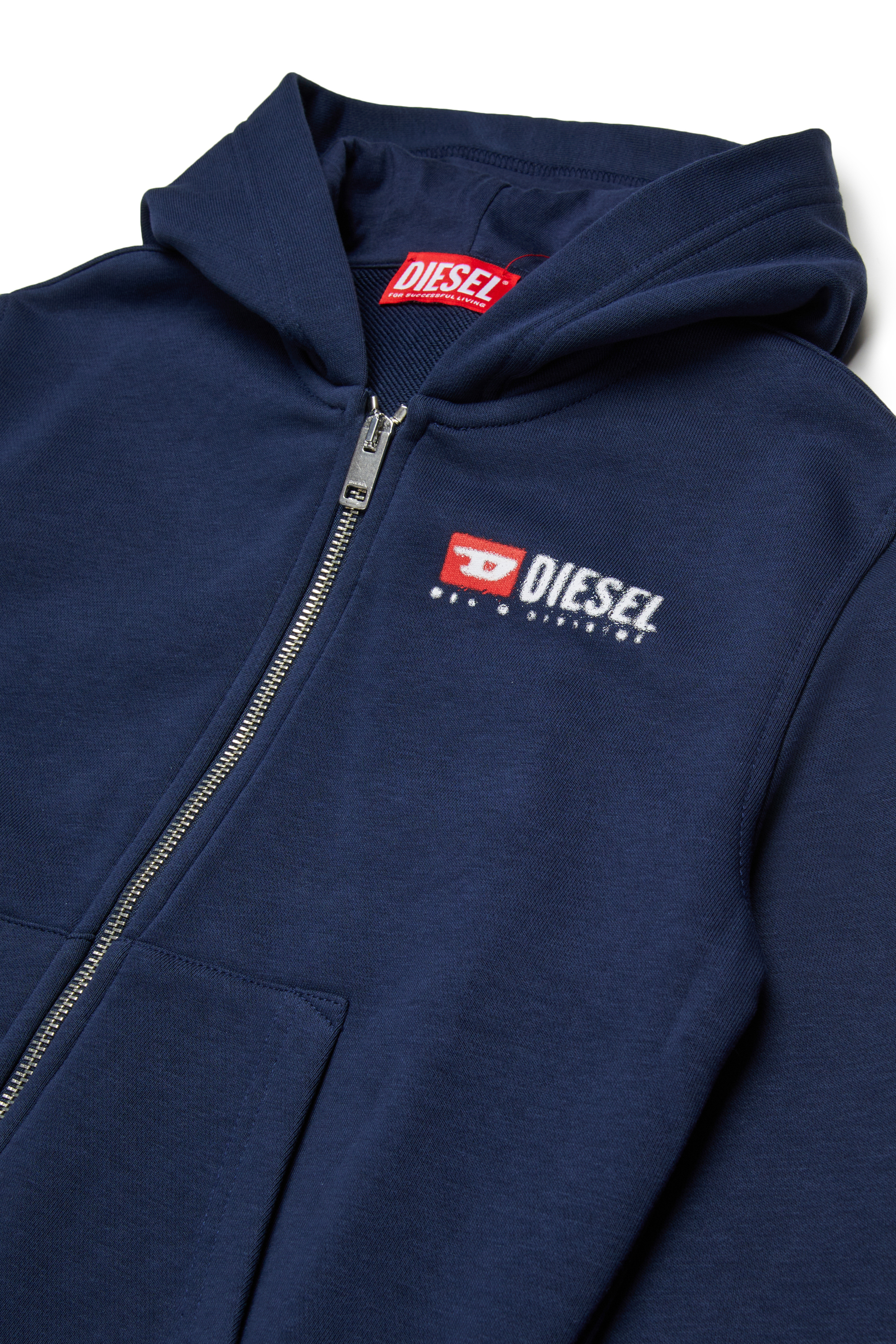 Diesel - SDROPSHOODZ OVER, Man's Cotton zip-up hoodie in Blue - 3