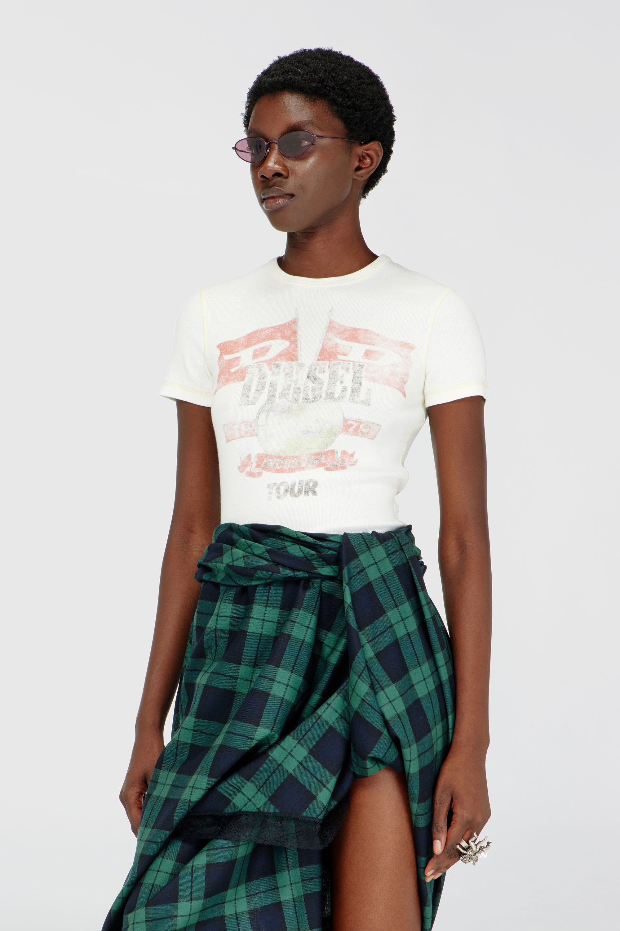 Diesel - T-MARSY-RIB, Woman's Ribbed T-shirt with concert graphics in null - 3