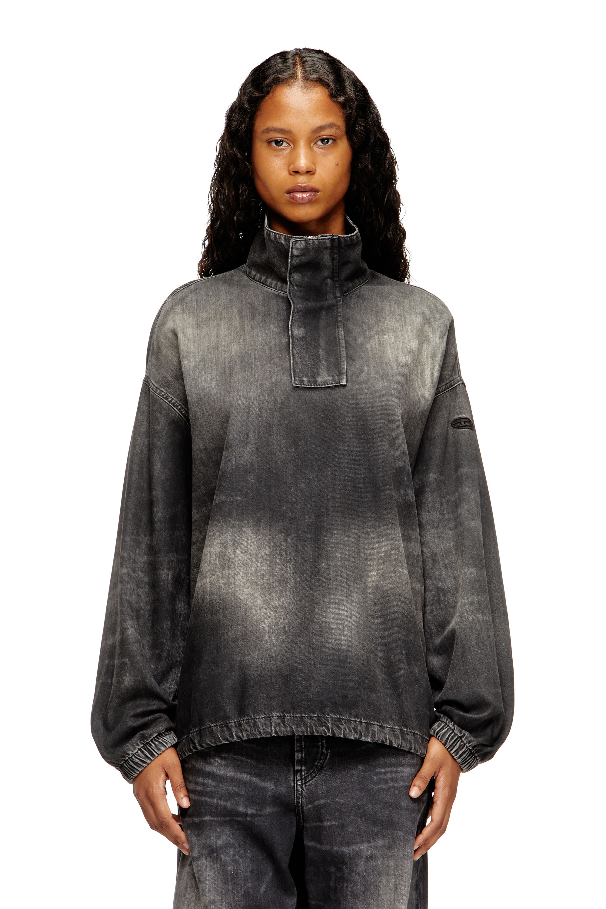 Diesel - D-FLOW-S3, Unisex's Denim top with mock neck in Black - 6